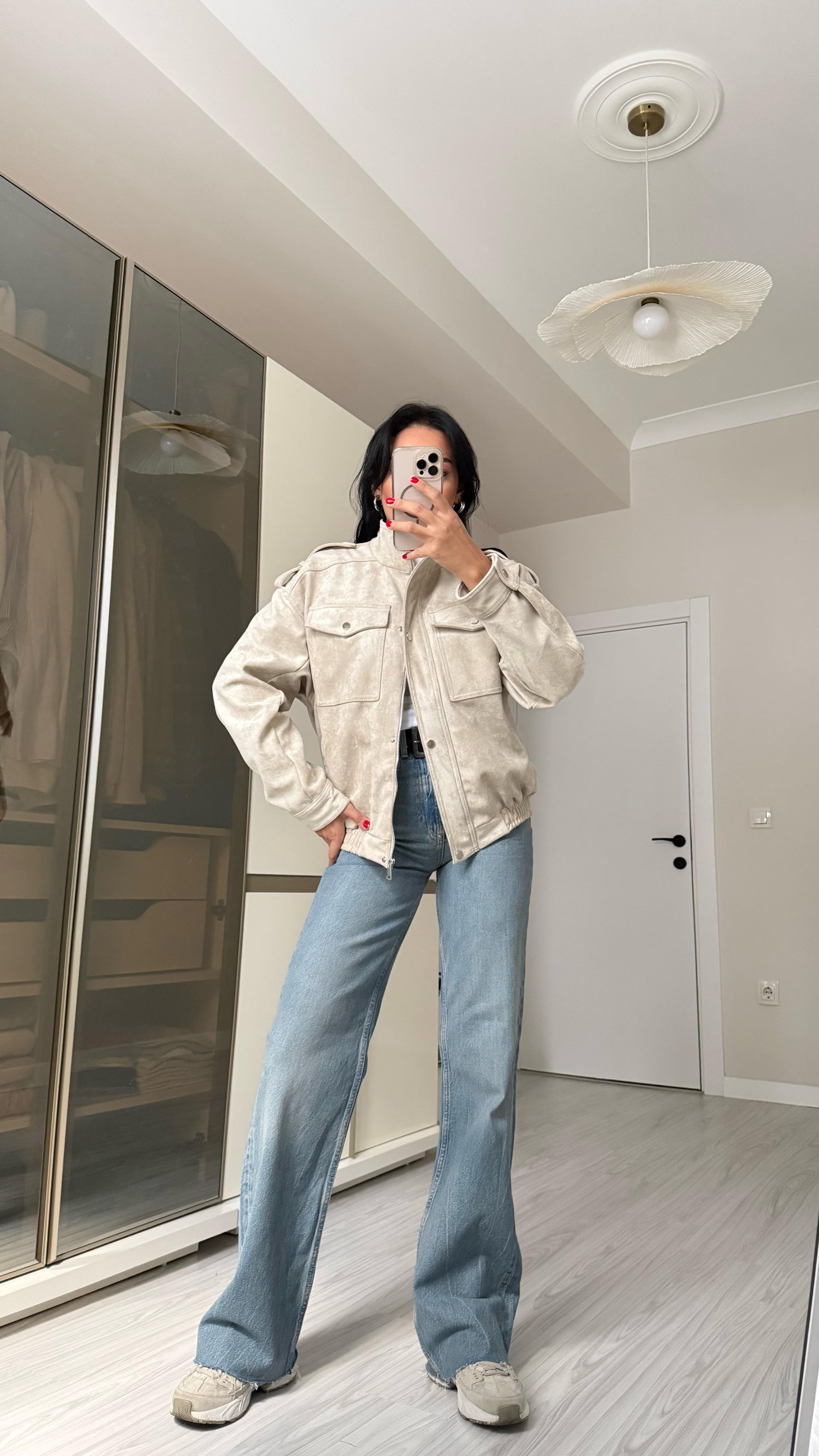 Premium Apoletli Süet Ceket