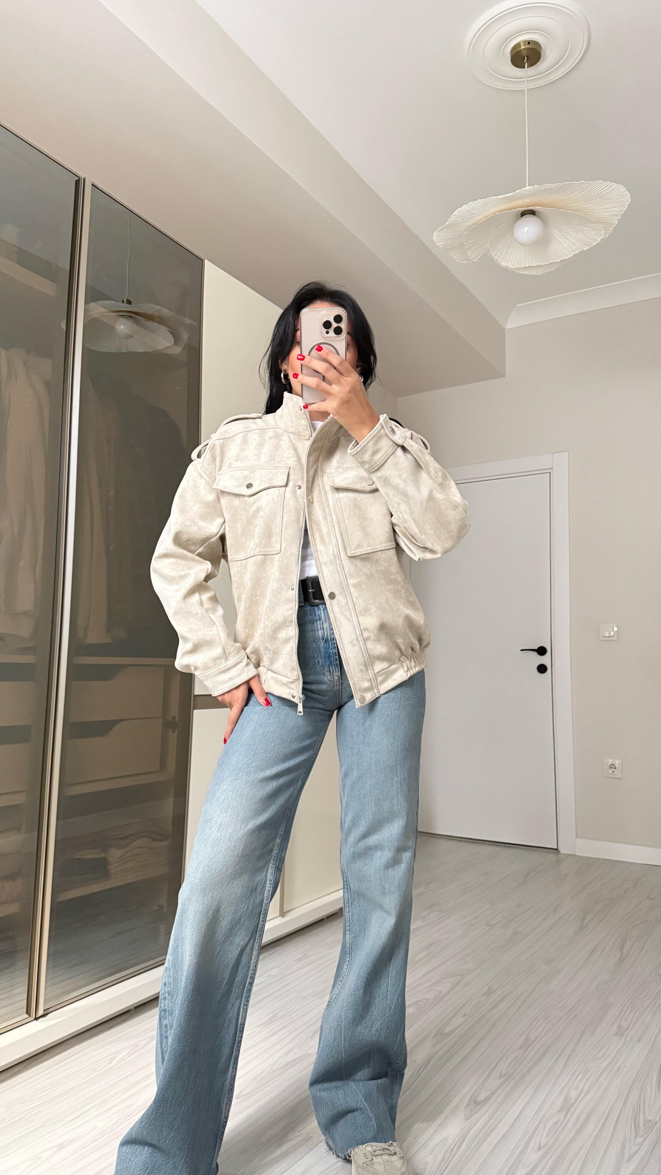 Premium Apoletli Süet Ceket