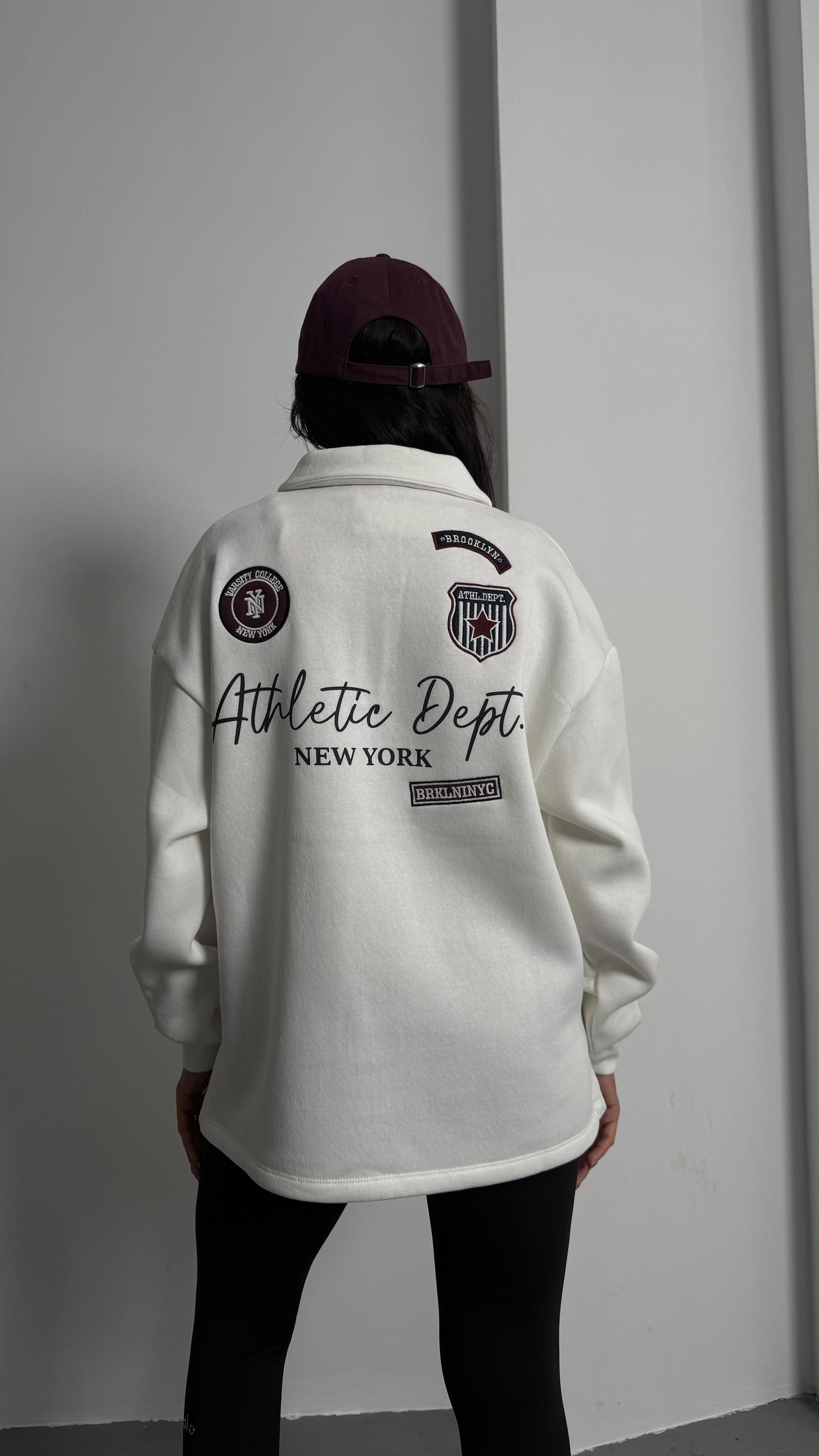 Polo Yaka Nakışlı Sweatshırt