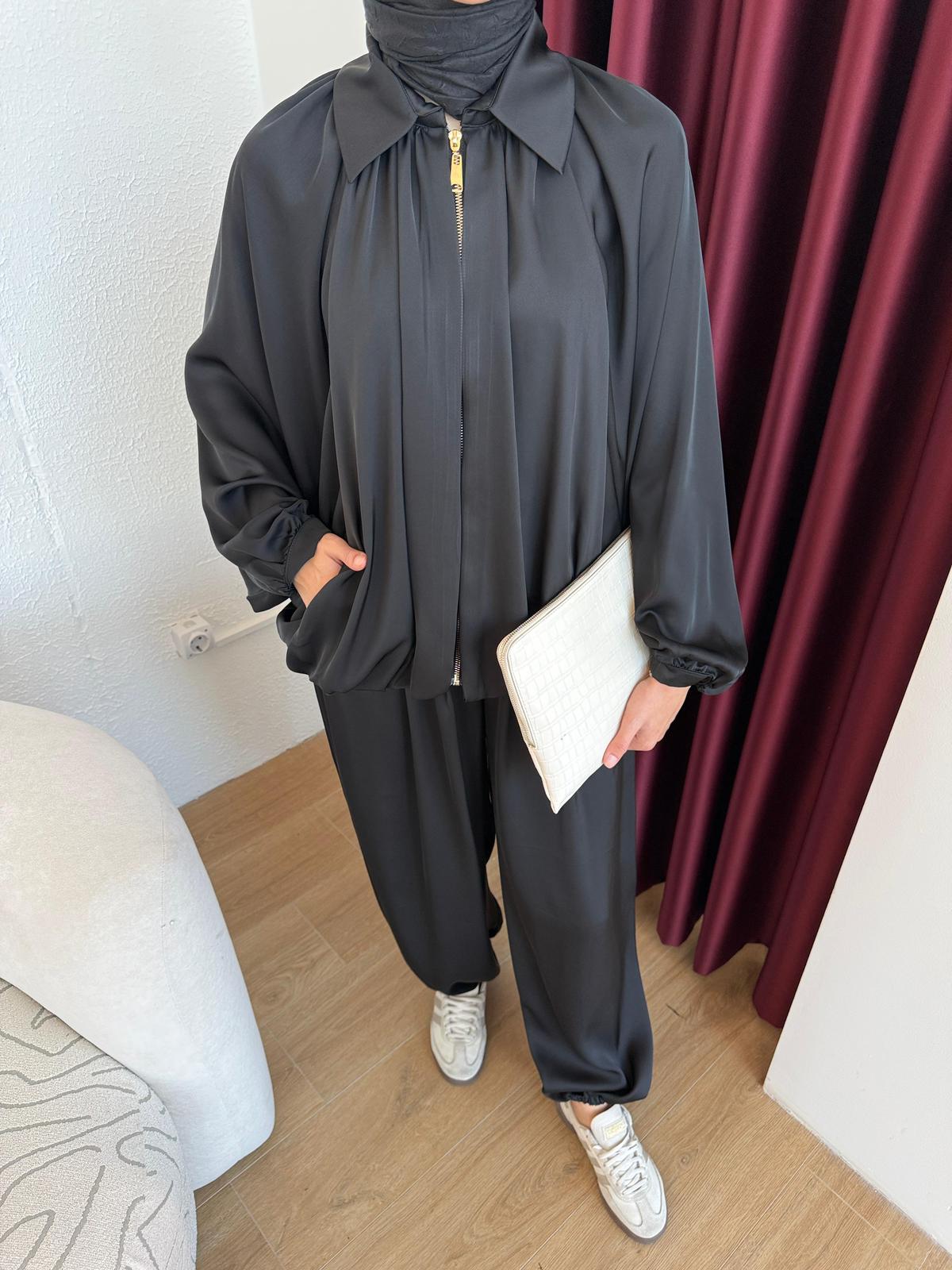 İKİLİ SATEN TAKIM  - Siyah