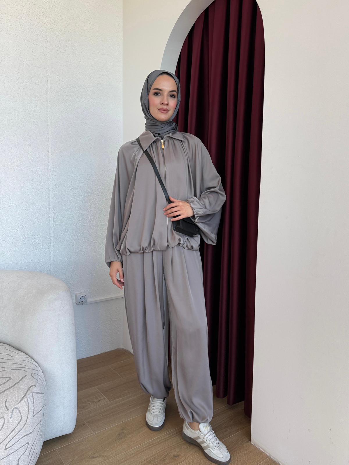 İKİLİ SATEN TAKIM  - Gri