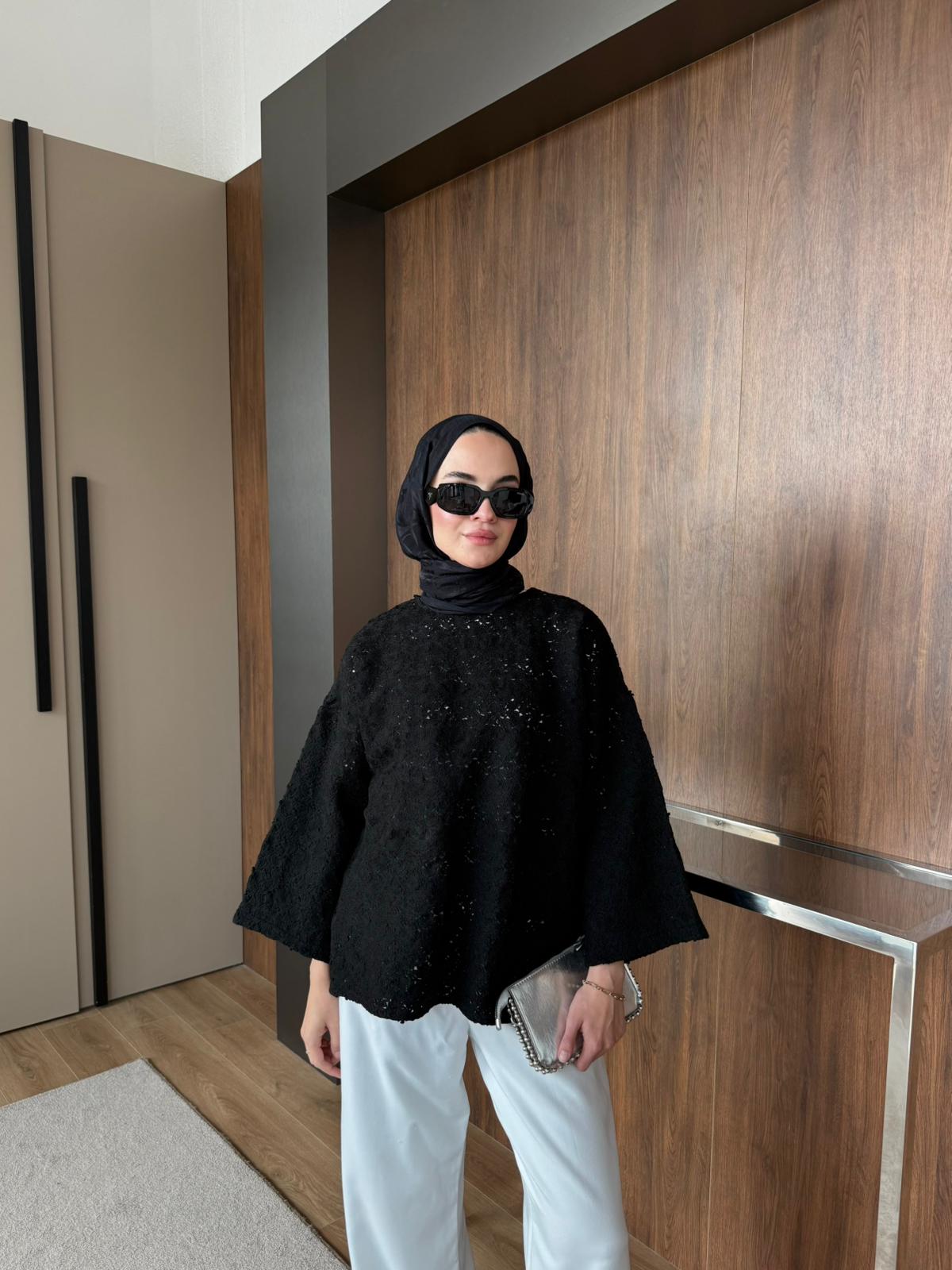 ÖZEL TASARIM TRİKO KAZAK  - Siyah