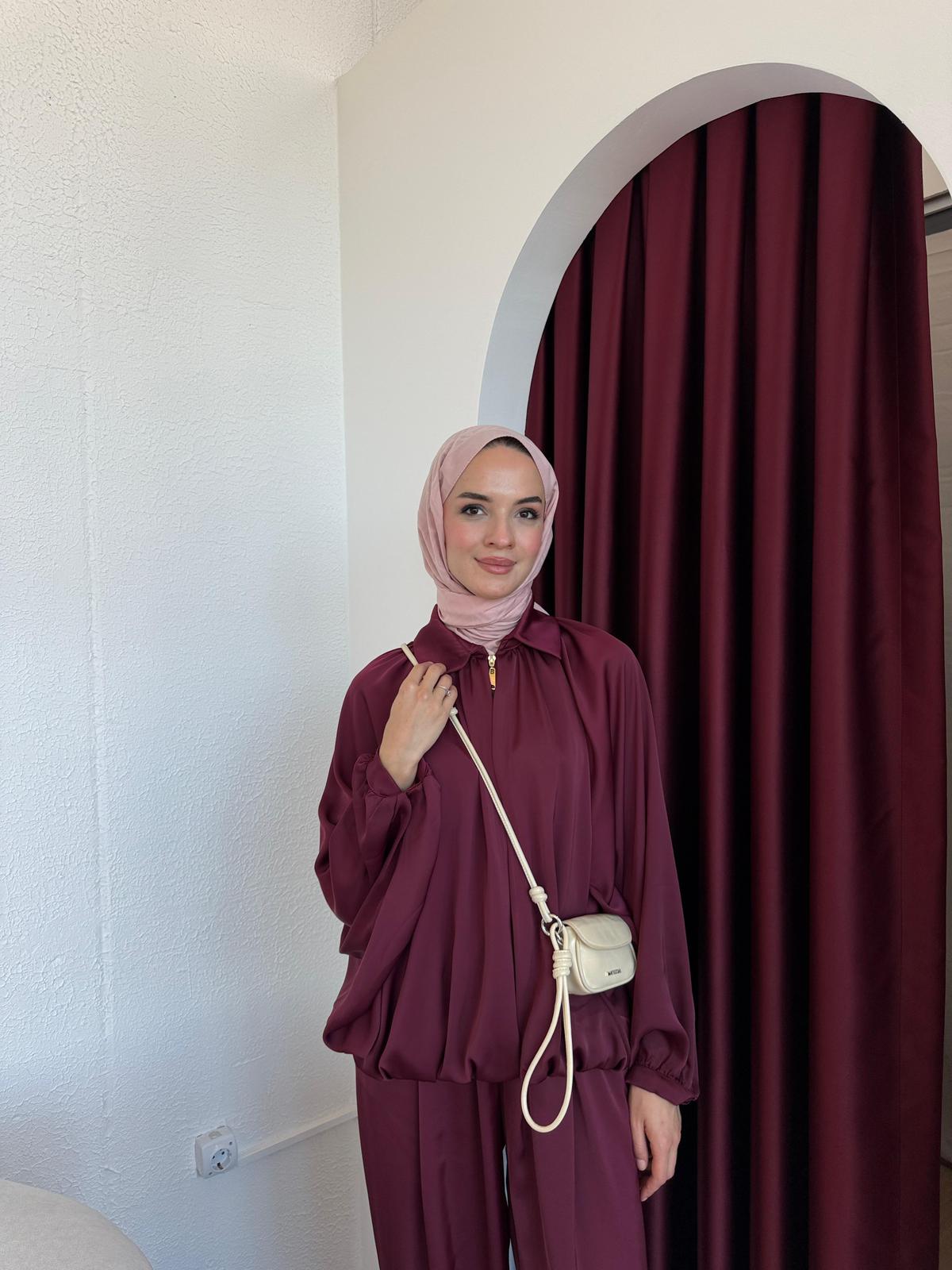 İKİLİ SATEN TAKIM  - Vişne Çürüğü