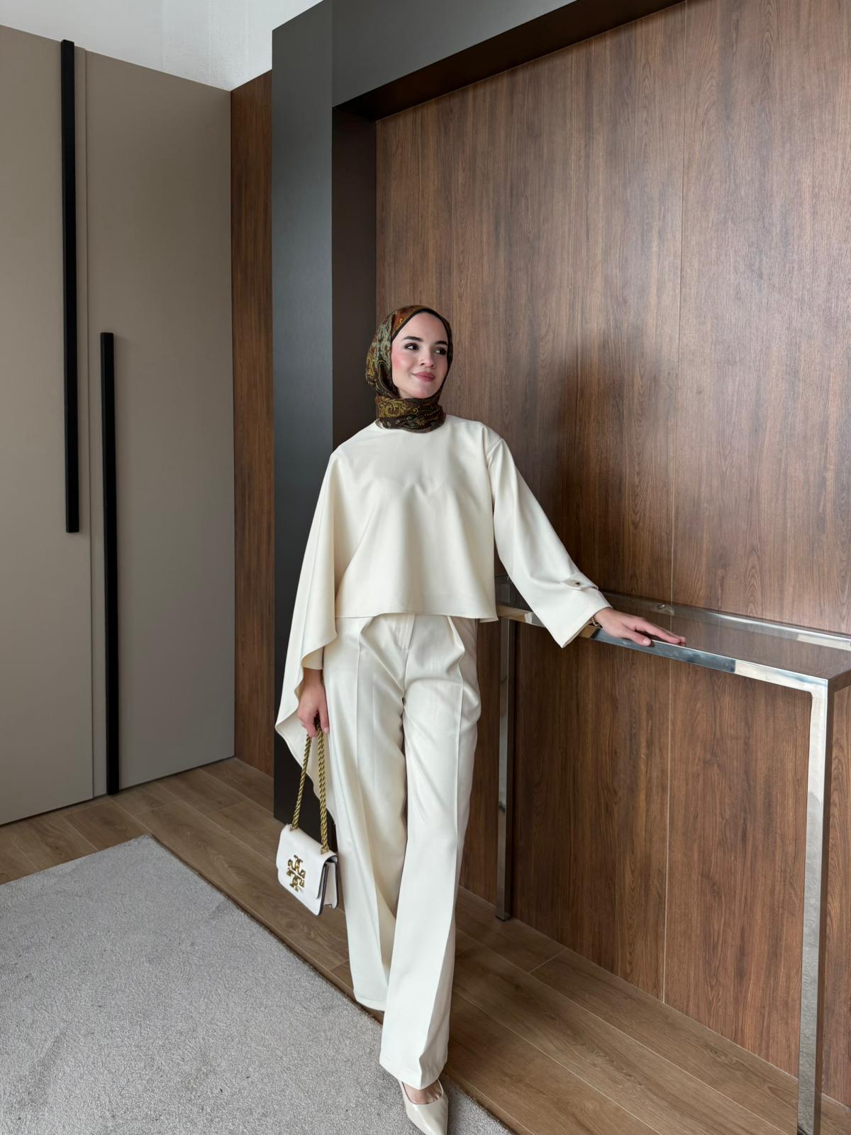 EMMA PELERİNLİ PANTOLON TAKIM  - Taş Renk