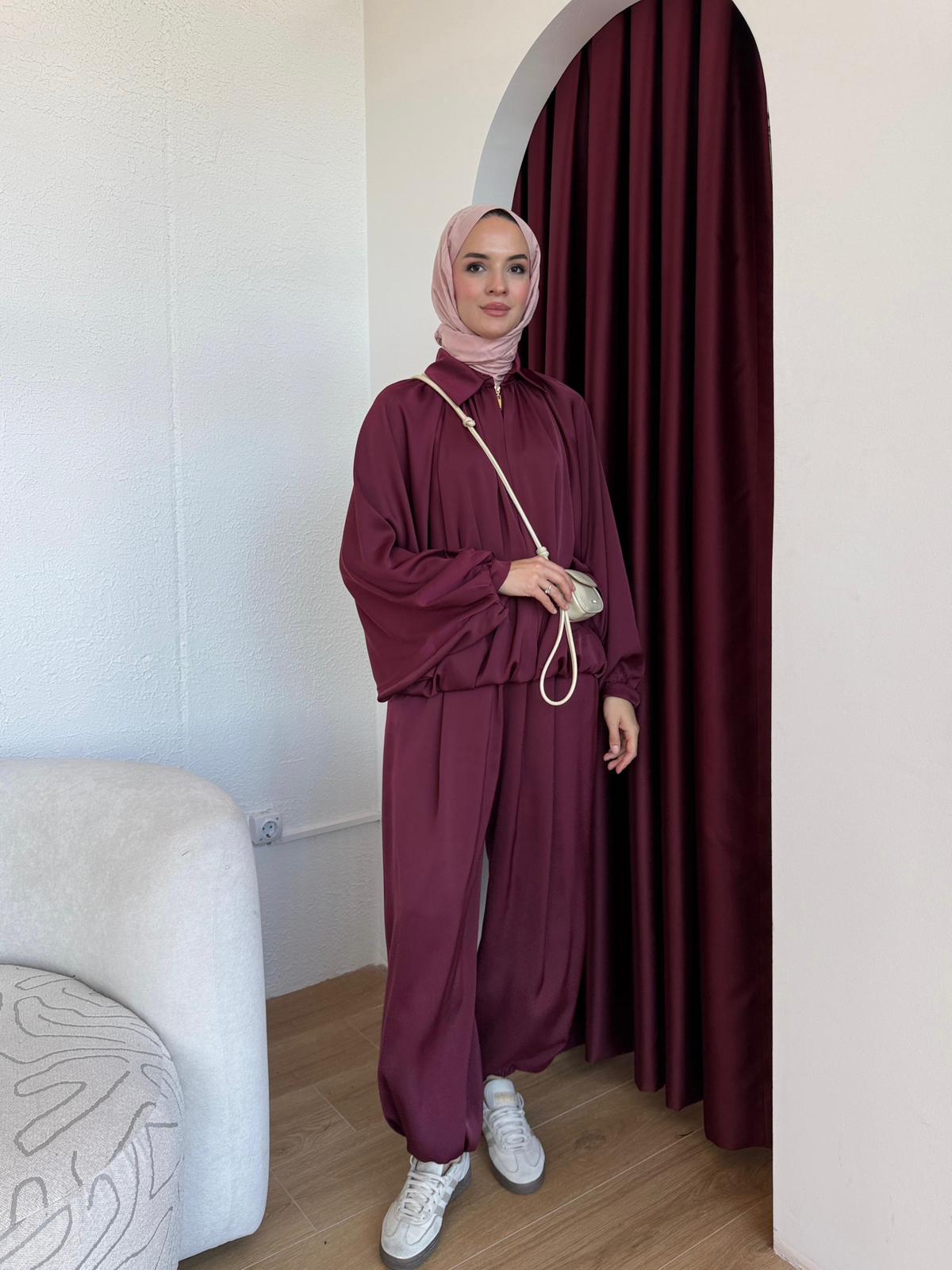 İKİLİ SATEN TAKIM  - Vişne Çürüğü