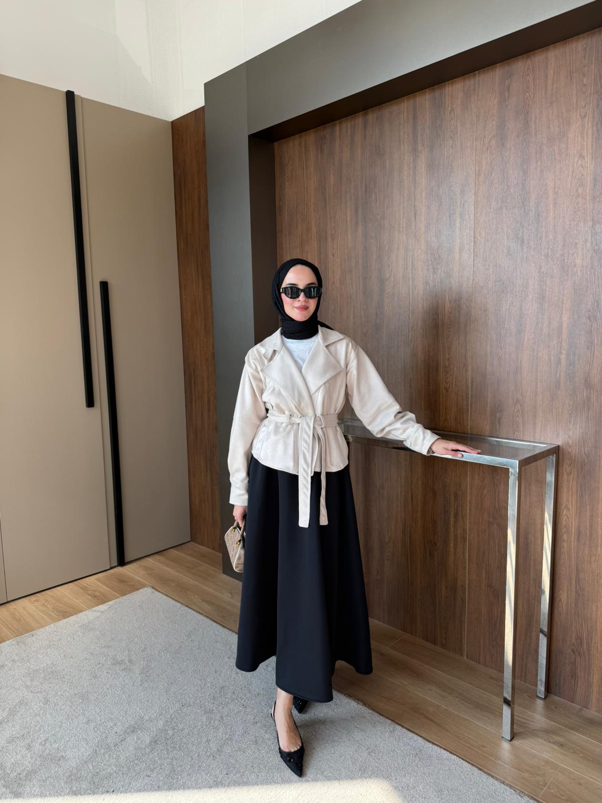 SÜET KISA TRENÇ - Taş Renk