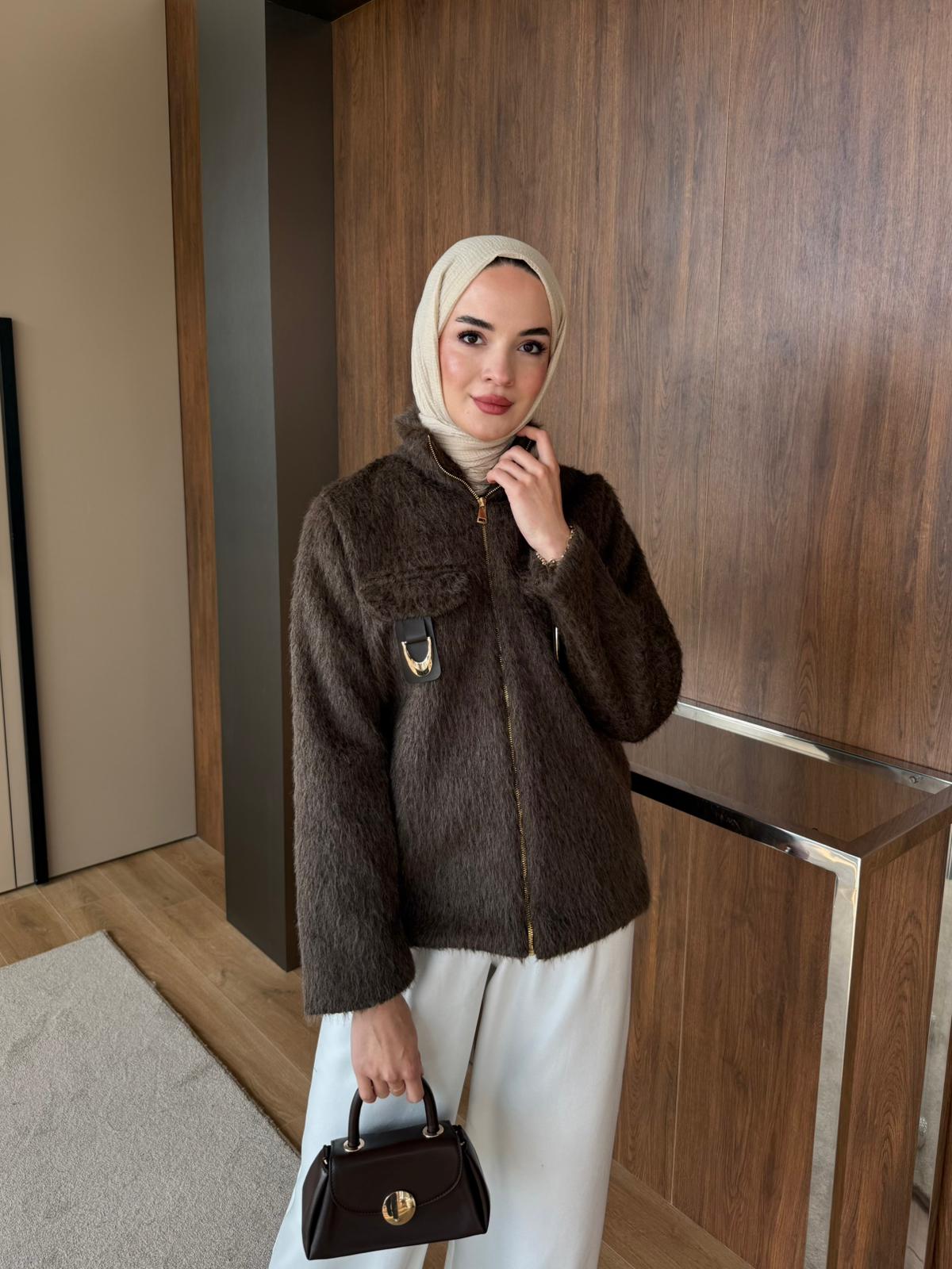 DERİ KEMER DETAYLI KAŞE - Kahverengi