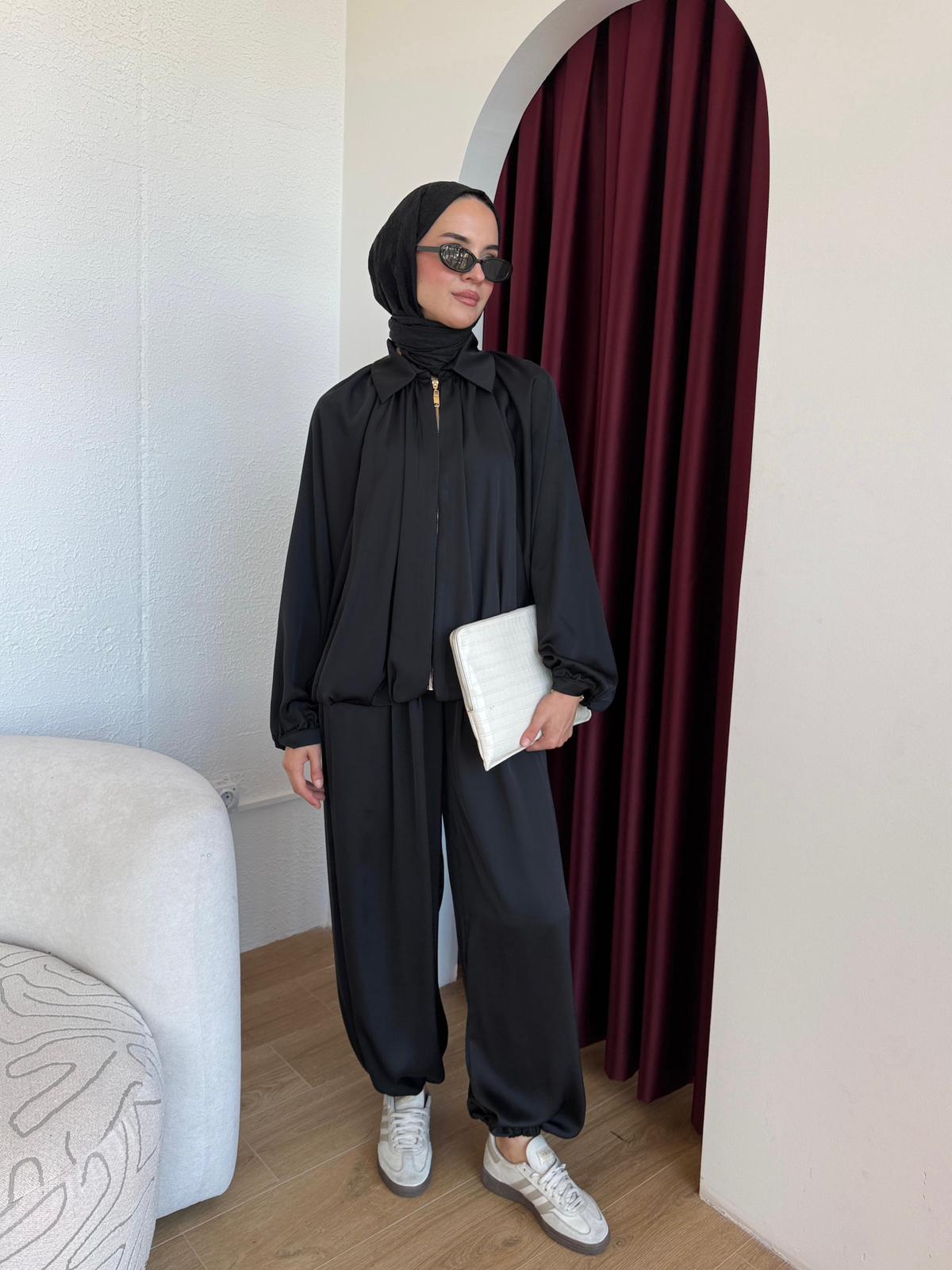 İKİLİ SATEN TAKIM  - Siyah