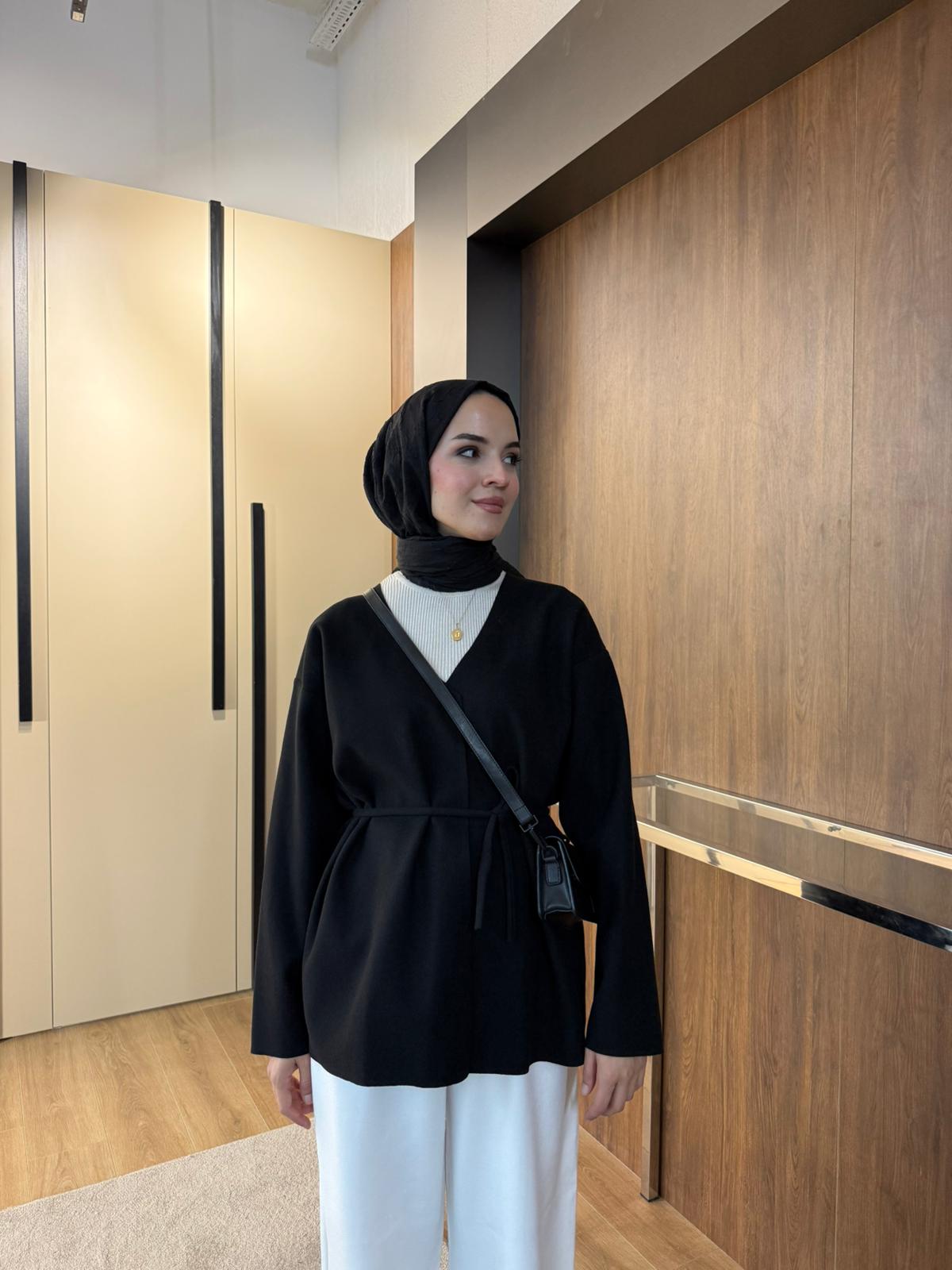 İNCE KAŞE KABAN  - Siyah