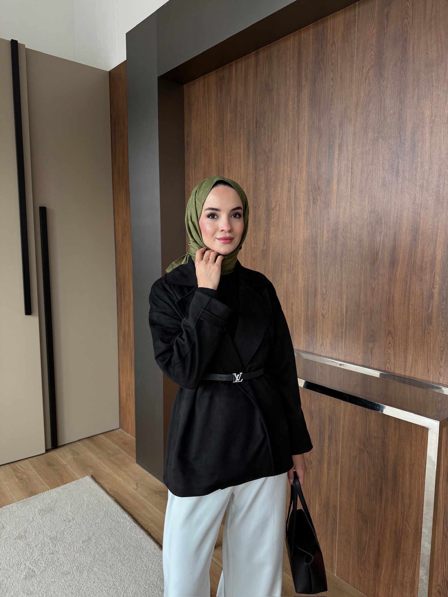 SÜET ASTARLI TRENÇ - Siyah