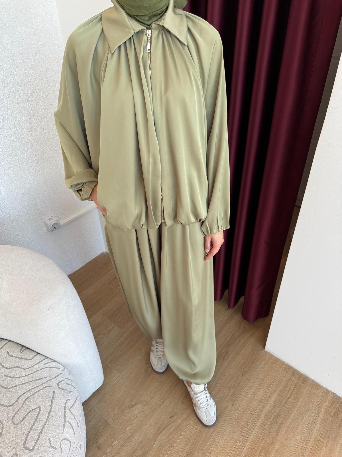 İKİLİ SATEN TAKIM  - Yeşil