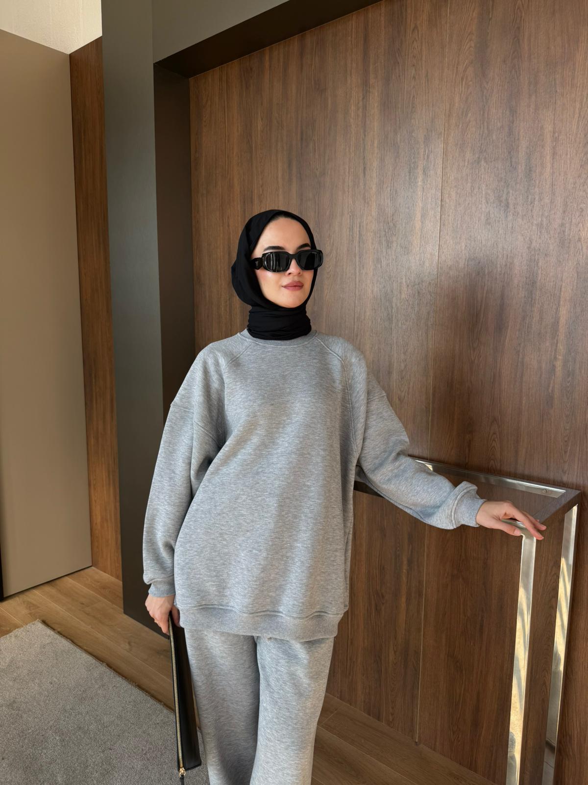 3 İPLİK ŞARDONLU EŞOFMAN TAKIM - Gri