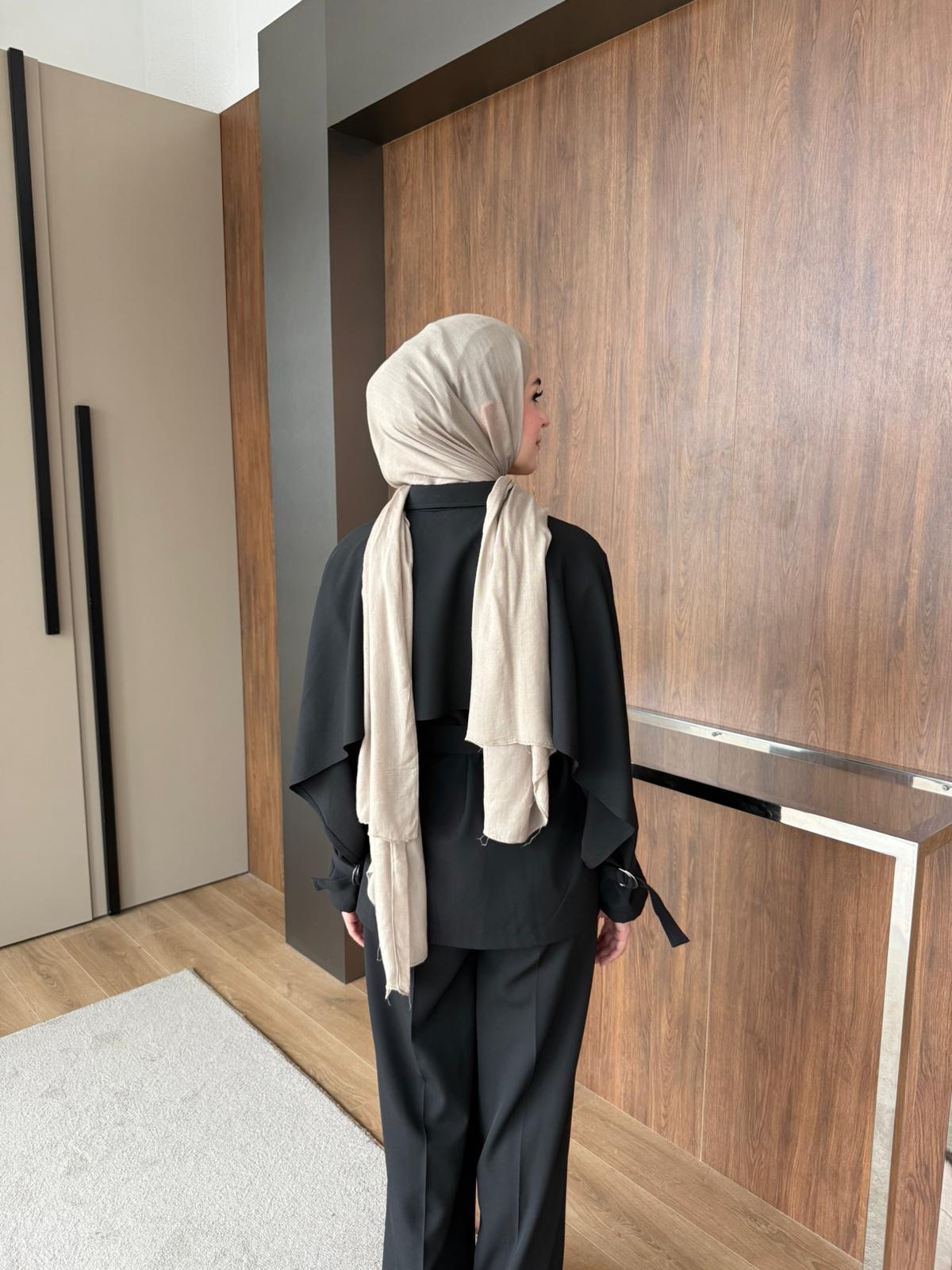 PELERİN DETAYLI OXXO TAKIM - Siyah