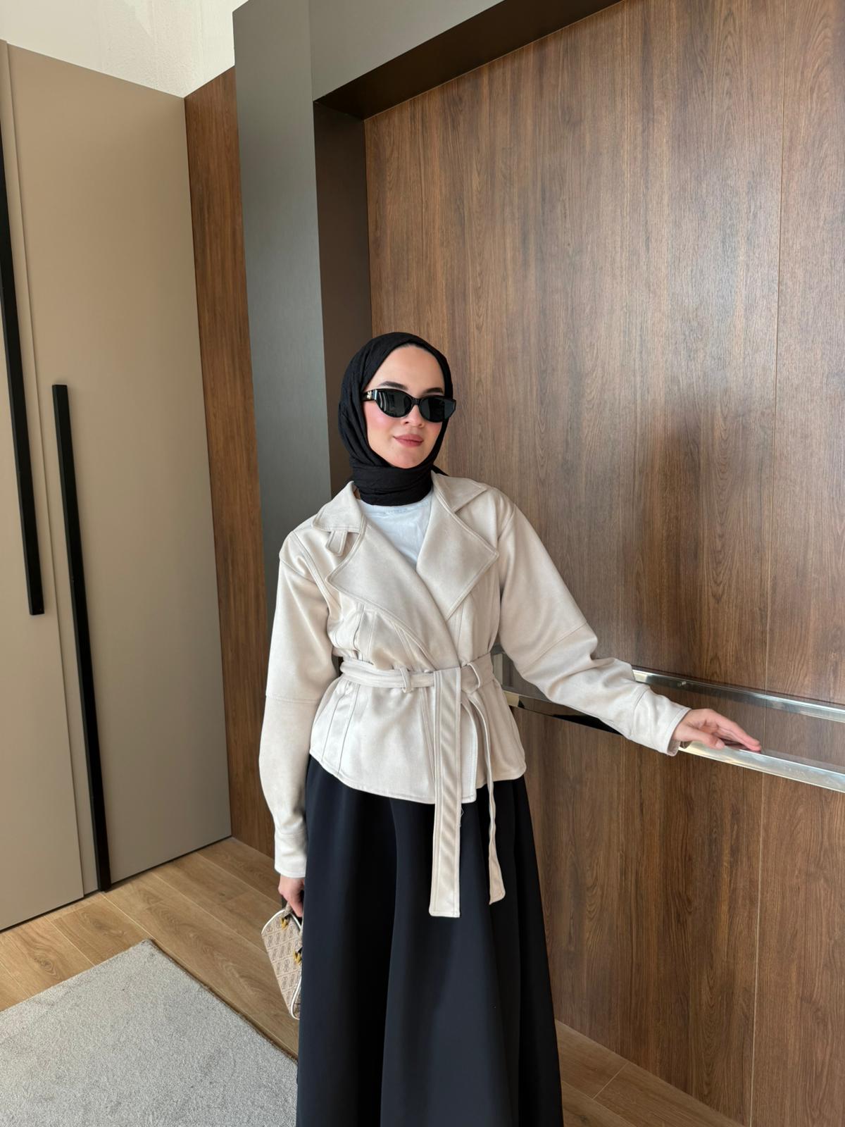 SÜET KISA TRENÇ - Taş Renk