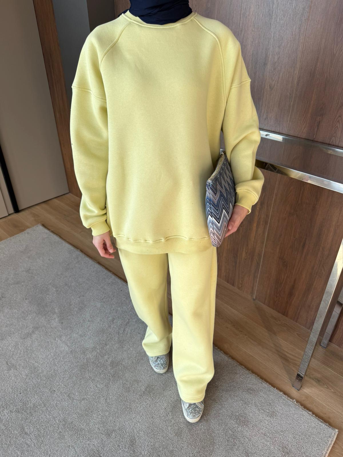 3 İPLİK ŞARDONLU EŞOFMAN TAKIM - Sarı