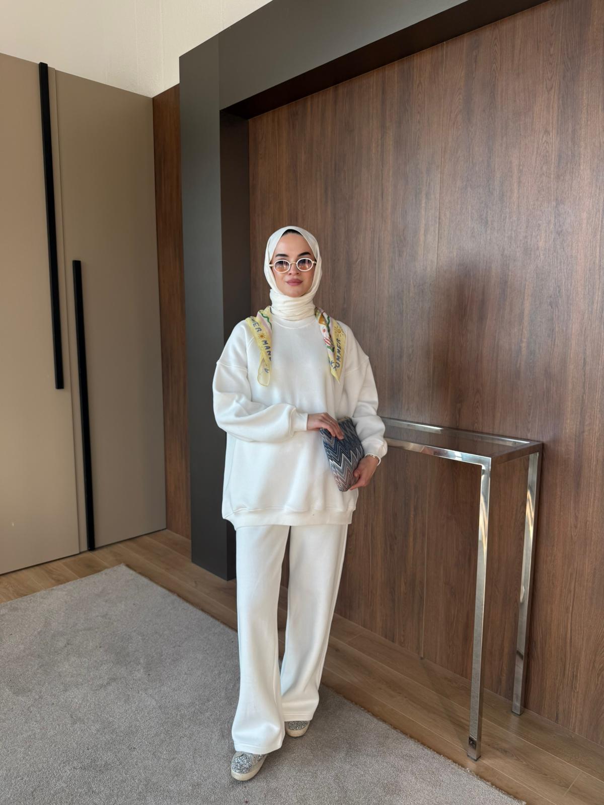 3 İPLİK ŞARDONLU EŞOFMAN TAKIM - Beyaz