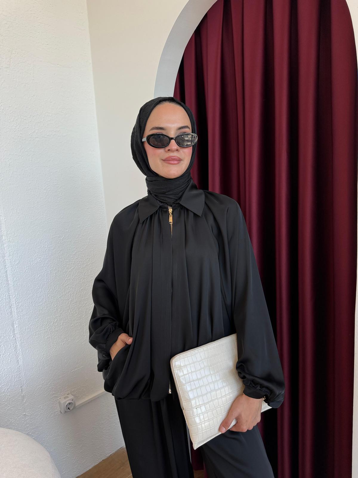 İKİLİ SATEN TAKIM  - Siyah