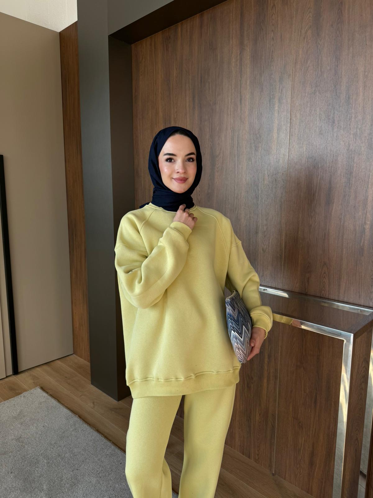 3 İPLİK ŞARDONLU EŞOFMAN TAKIM - Sarı