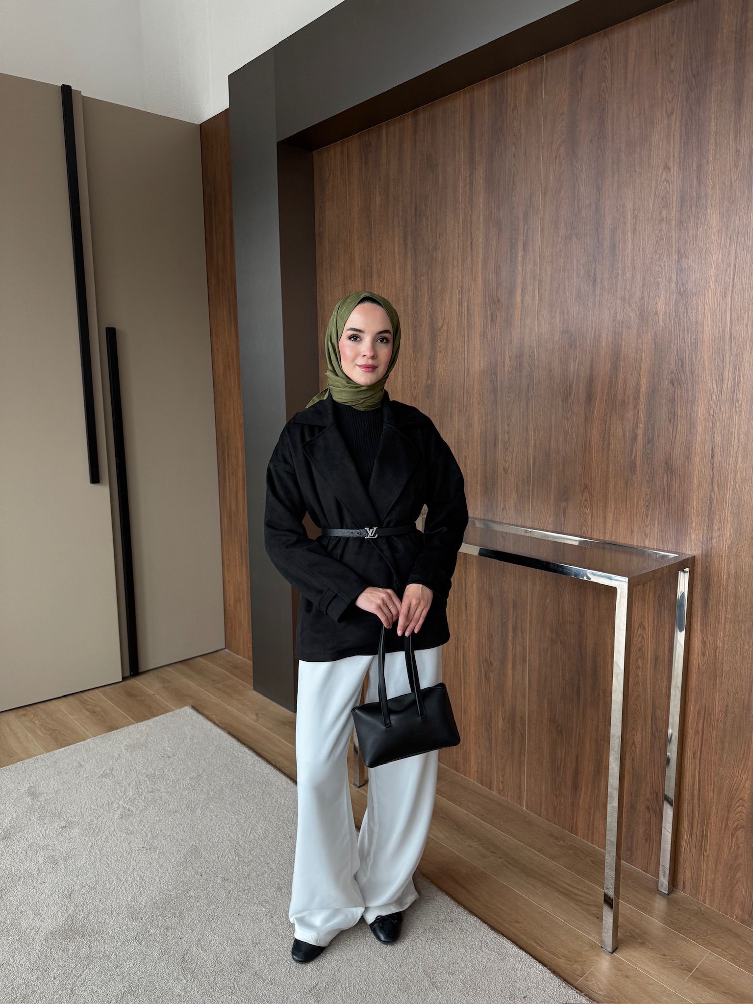 SÜET ASTARLI TRENÇ - Siyah