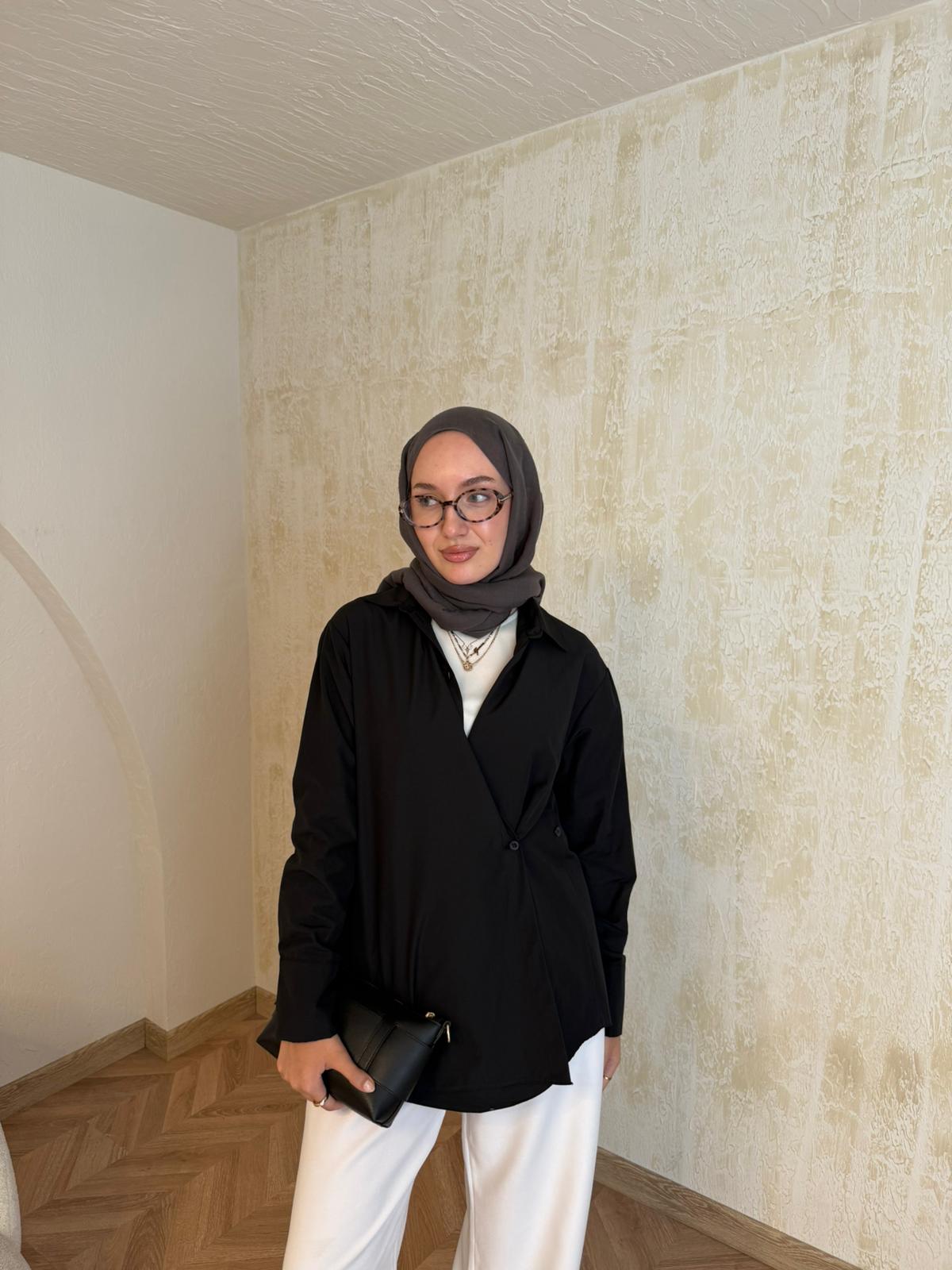 Poplin Gömlek  - Siyah