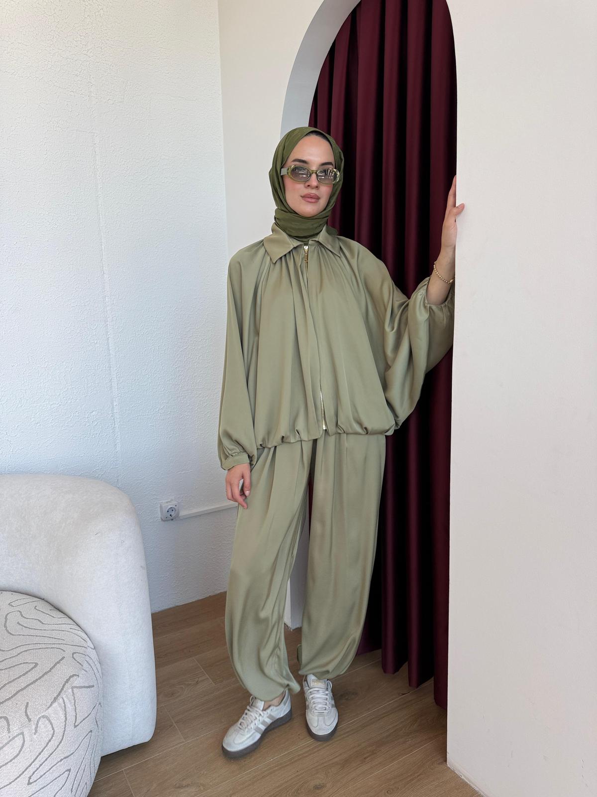 İKİLİ SATEN TAKIM  - Yeşil