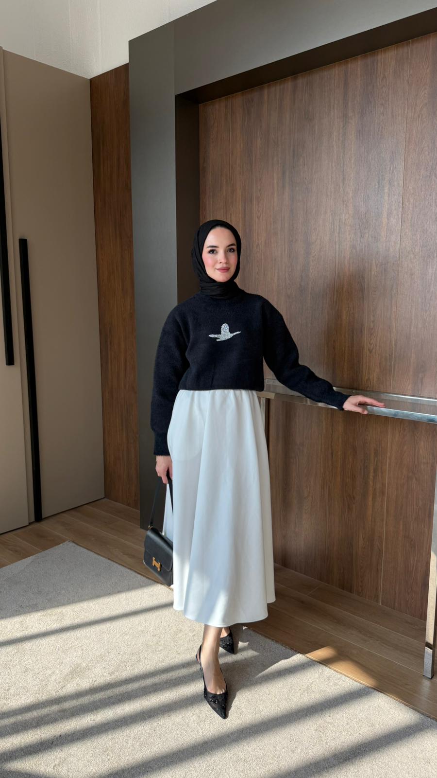 KUŞLU TRİKO KAZAK  - Siyah