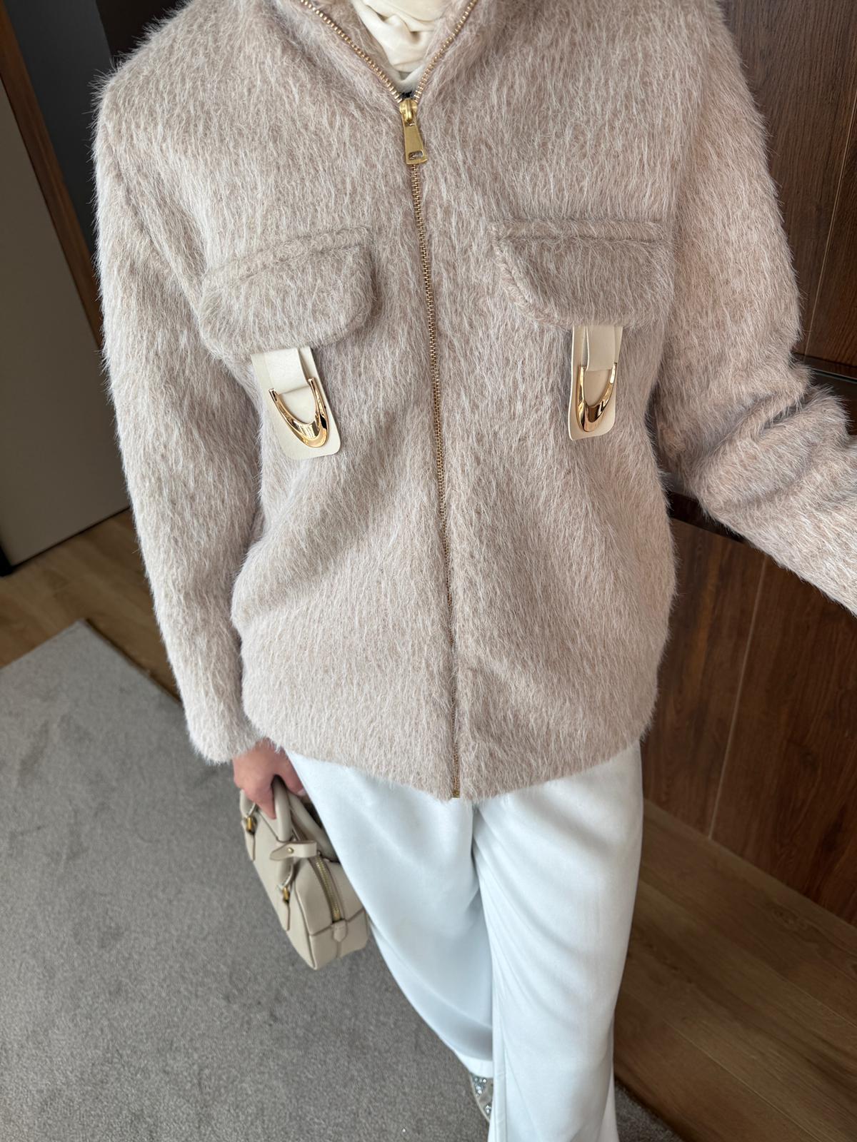 DERİ KEMER DETAYLI KAŞE - Taş Renk