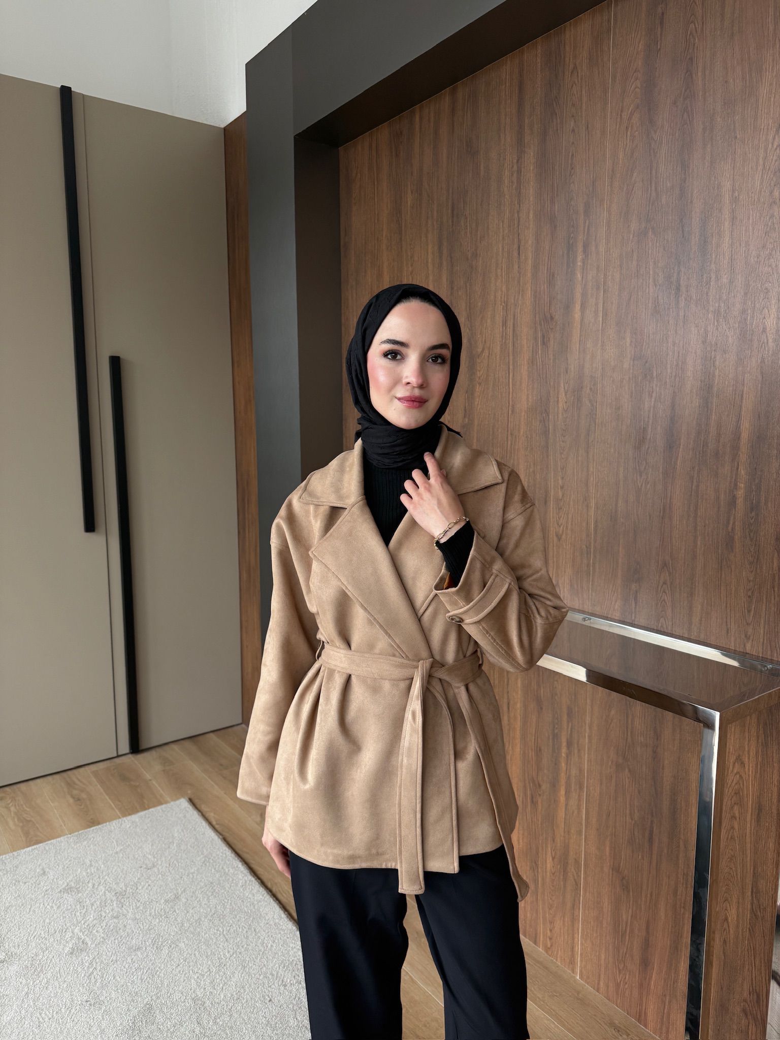 SÜET ASTARLI TRENÇ - TABA