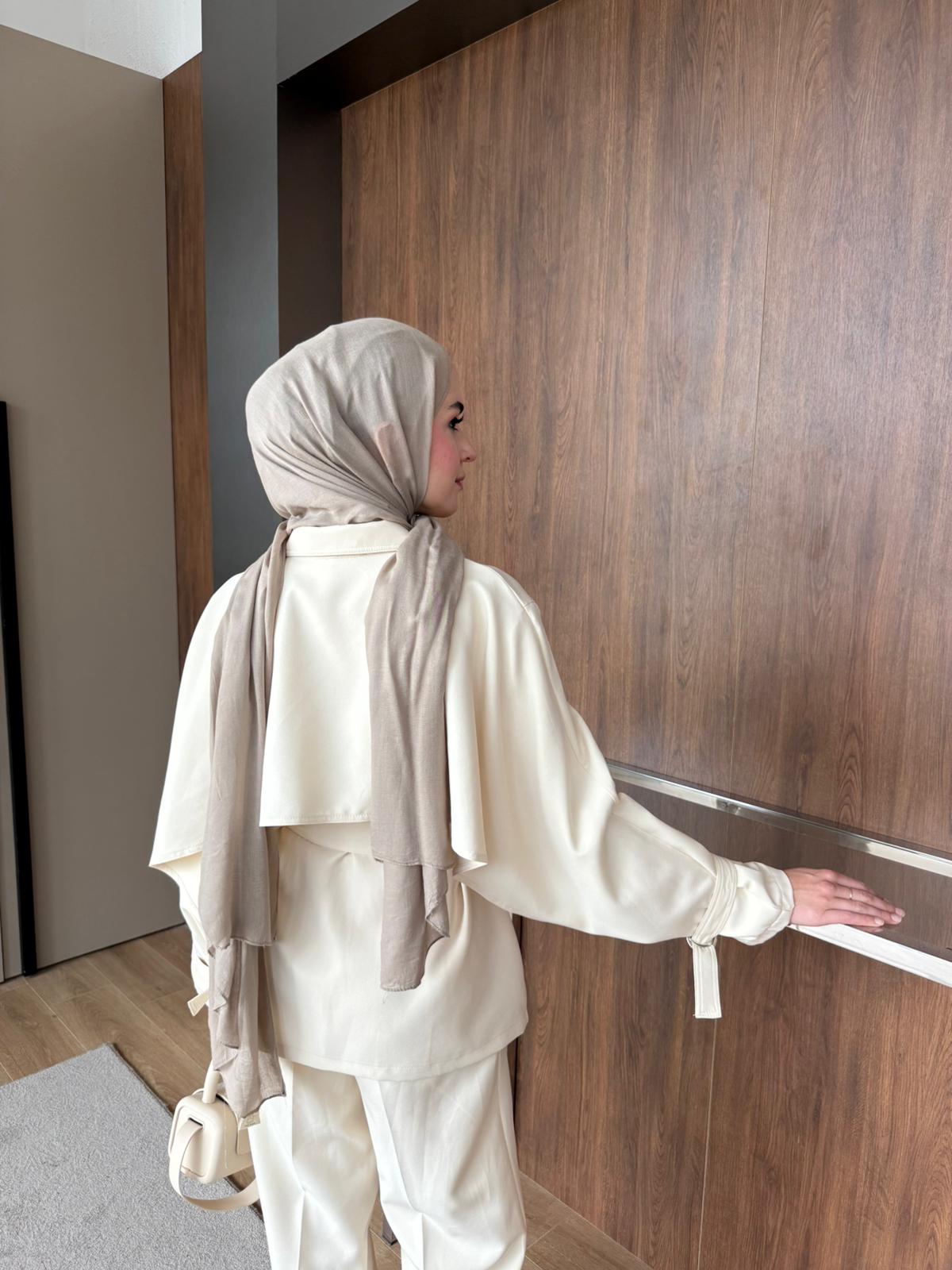 PELERİN DETAYLI OXXO TAKIM - Krem