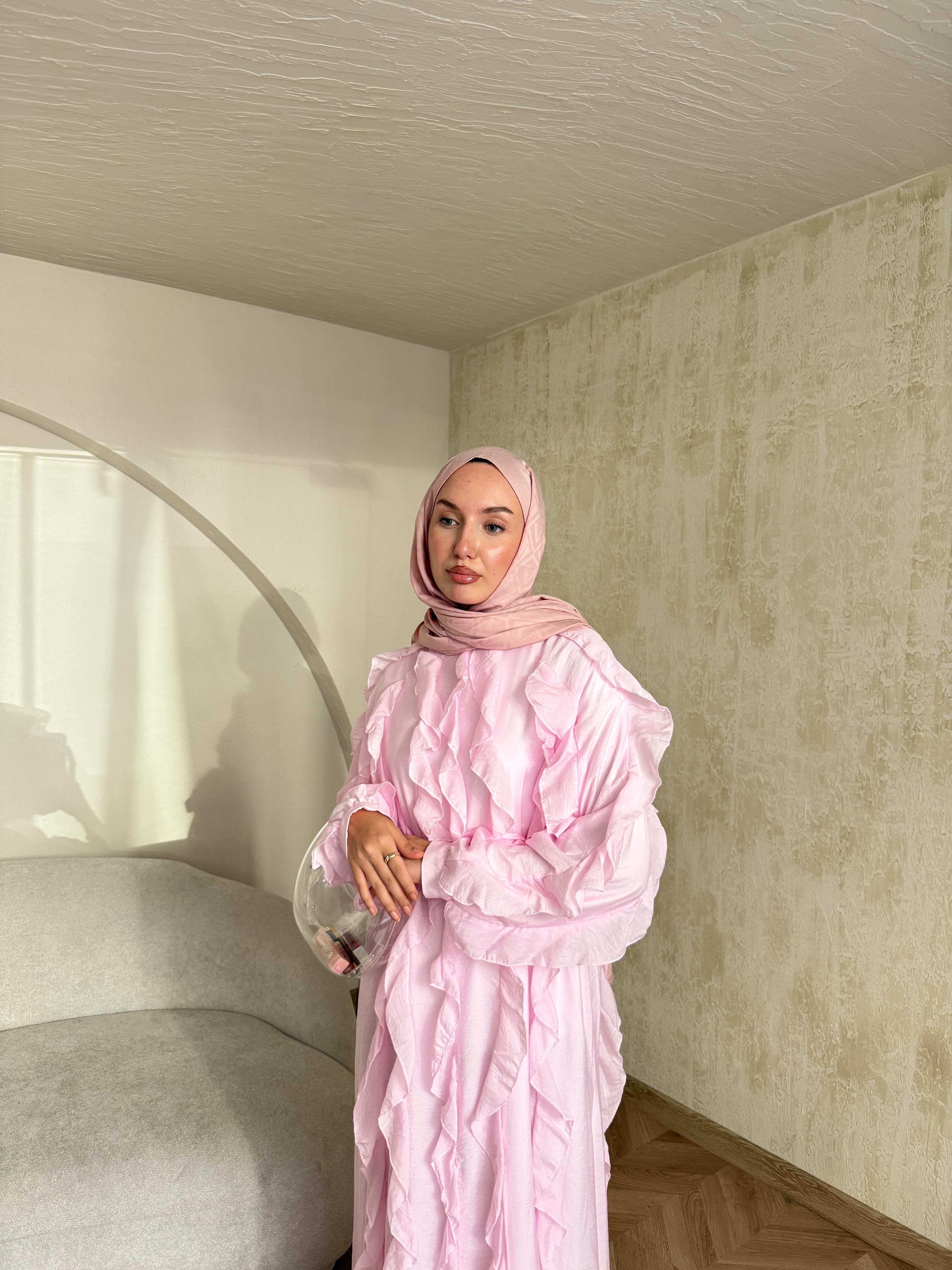 Fırfırlı Elbise - Pembe