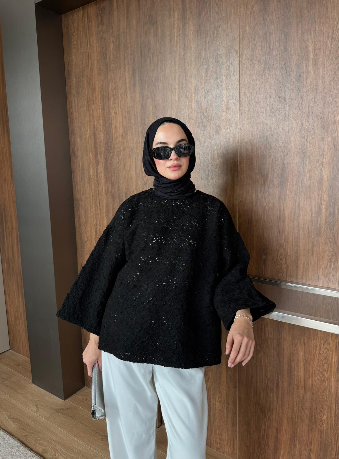 ÖZEL TASARIM TRİKO KAZAK  - Siyah