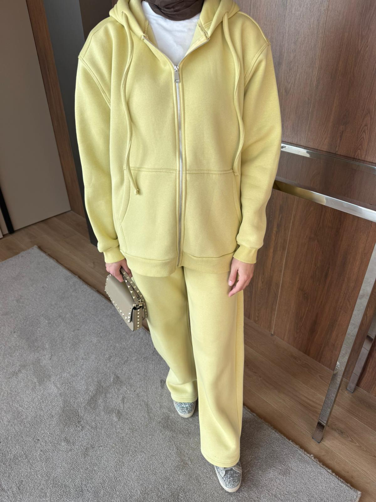 3 İPLİK ŞARDONLU FERMUARLI TAKIM - Sarı