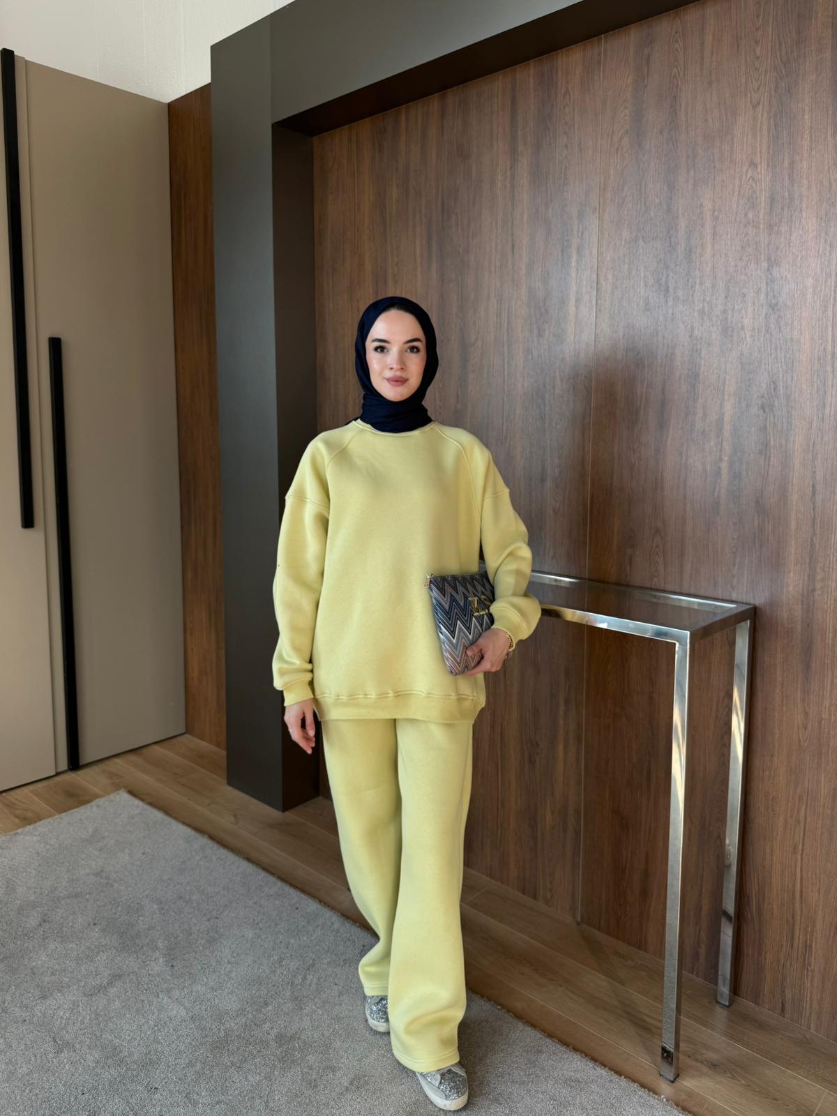 3 İPLİK ŞARDONLU EŞOFMAN TAKIM - Sarı