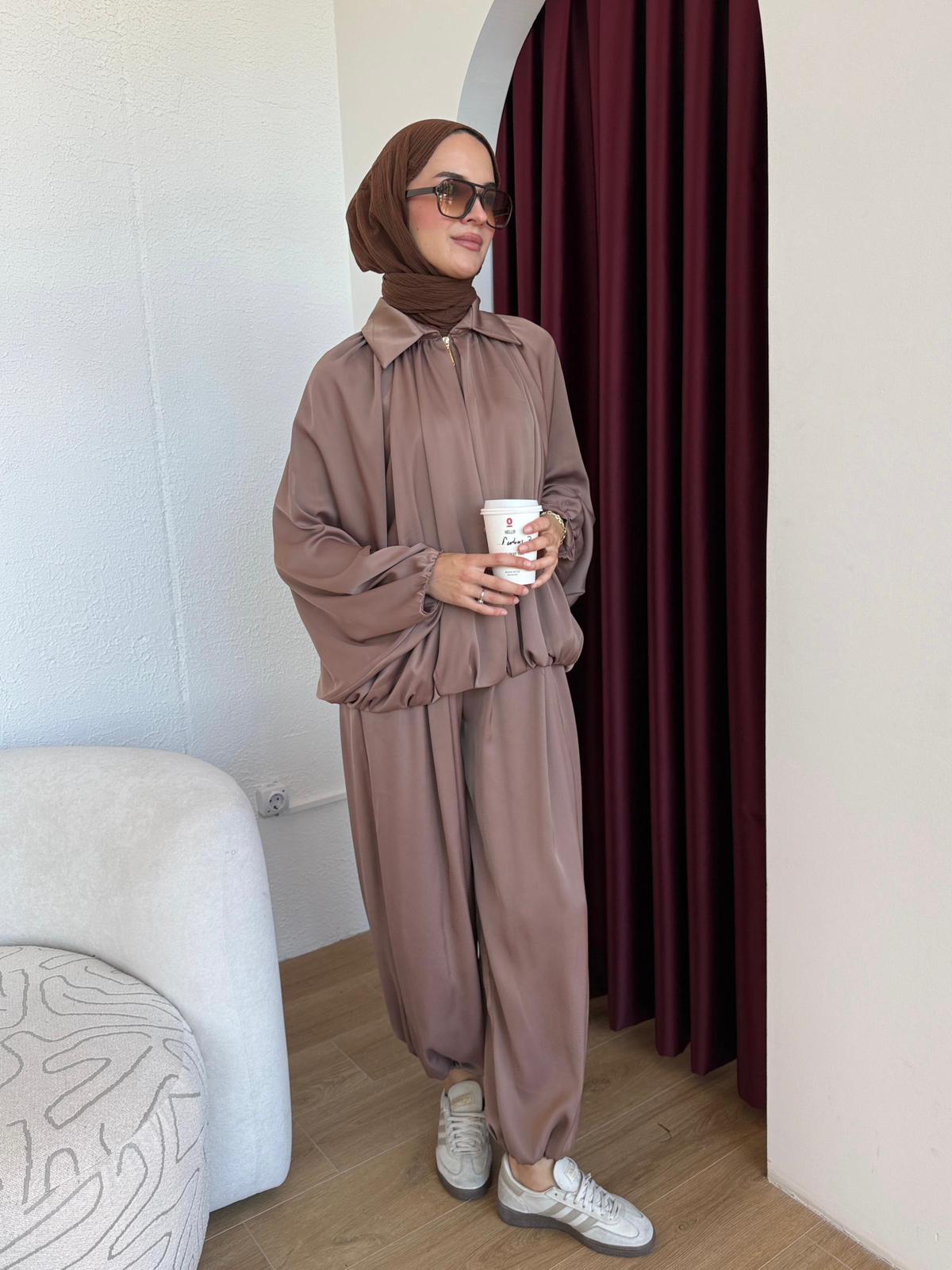 İKİLİ SATEN TAKIM  - Sütlü Kahve