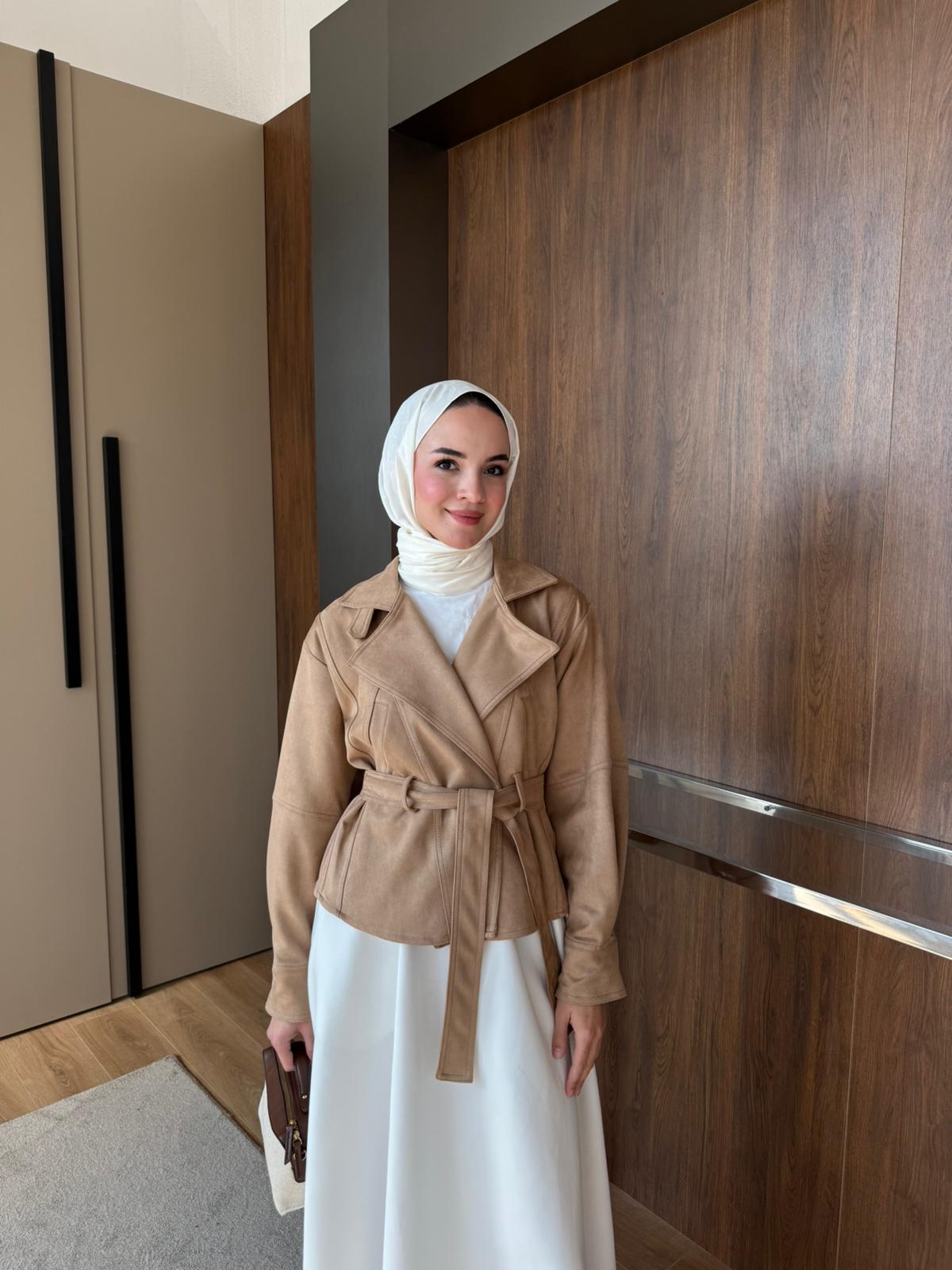 SÜET KISA TRENÇ - TABA