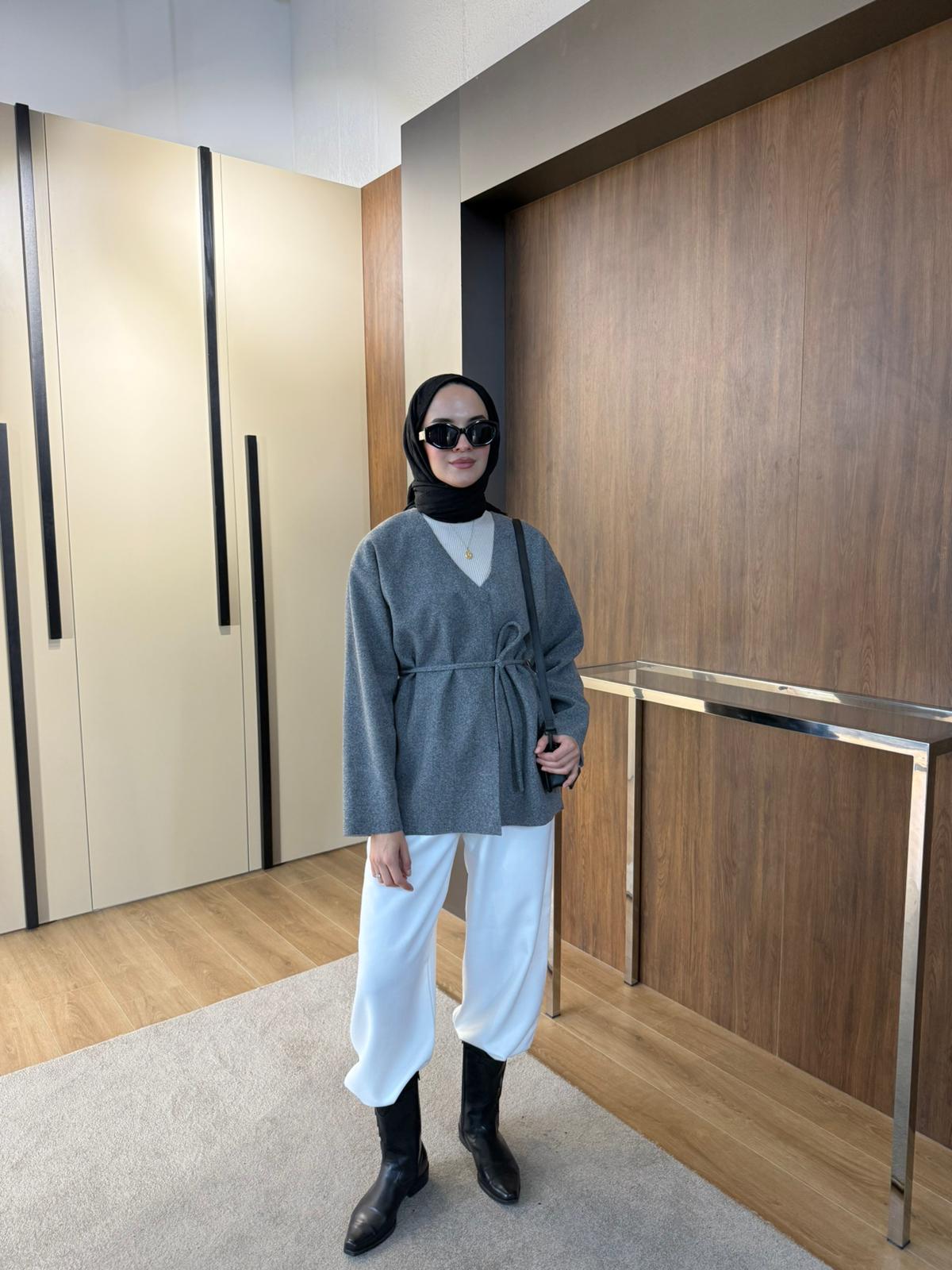 İNCE KAŞE KABAN  - Gri