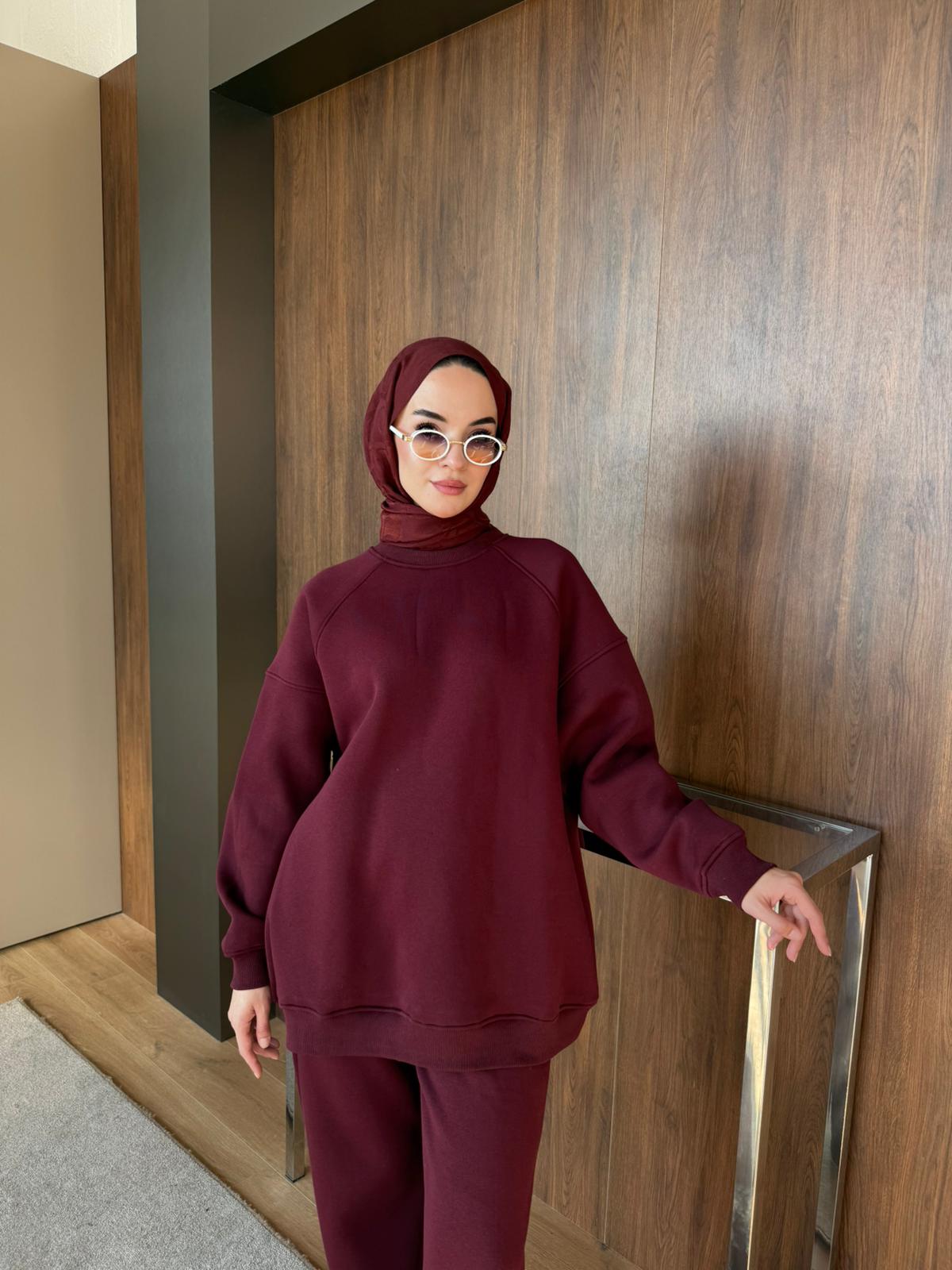 3 İPLİK ŞARDONLU EŞOFMAN TAKIM - Bordo