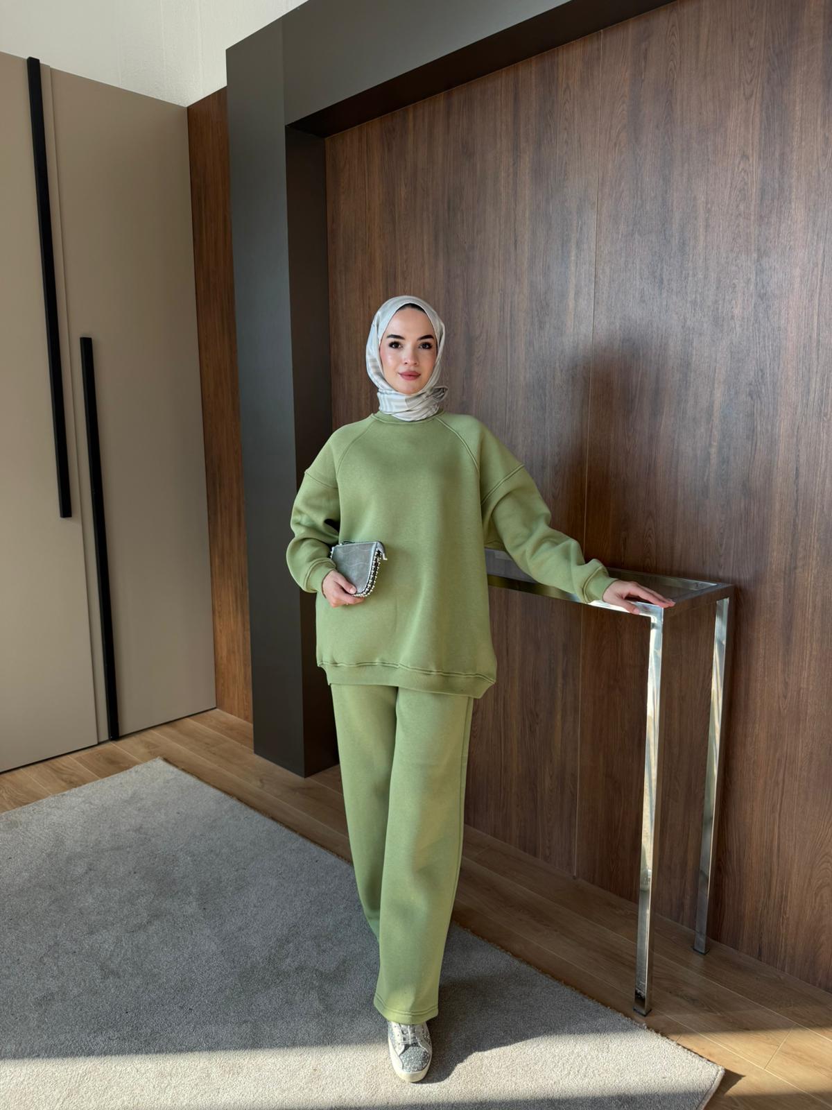 3 İPLİK ŞARDONLU EŞOFMAN TAKIM - Yeşil