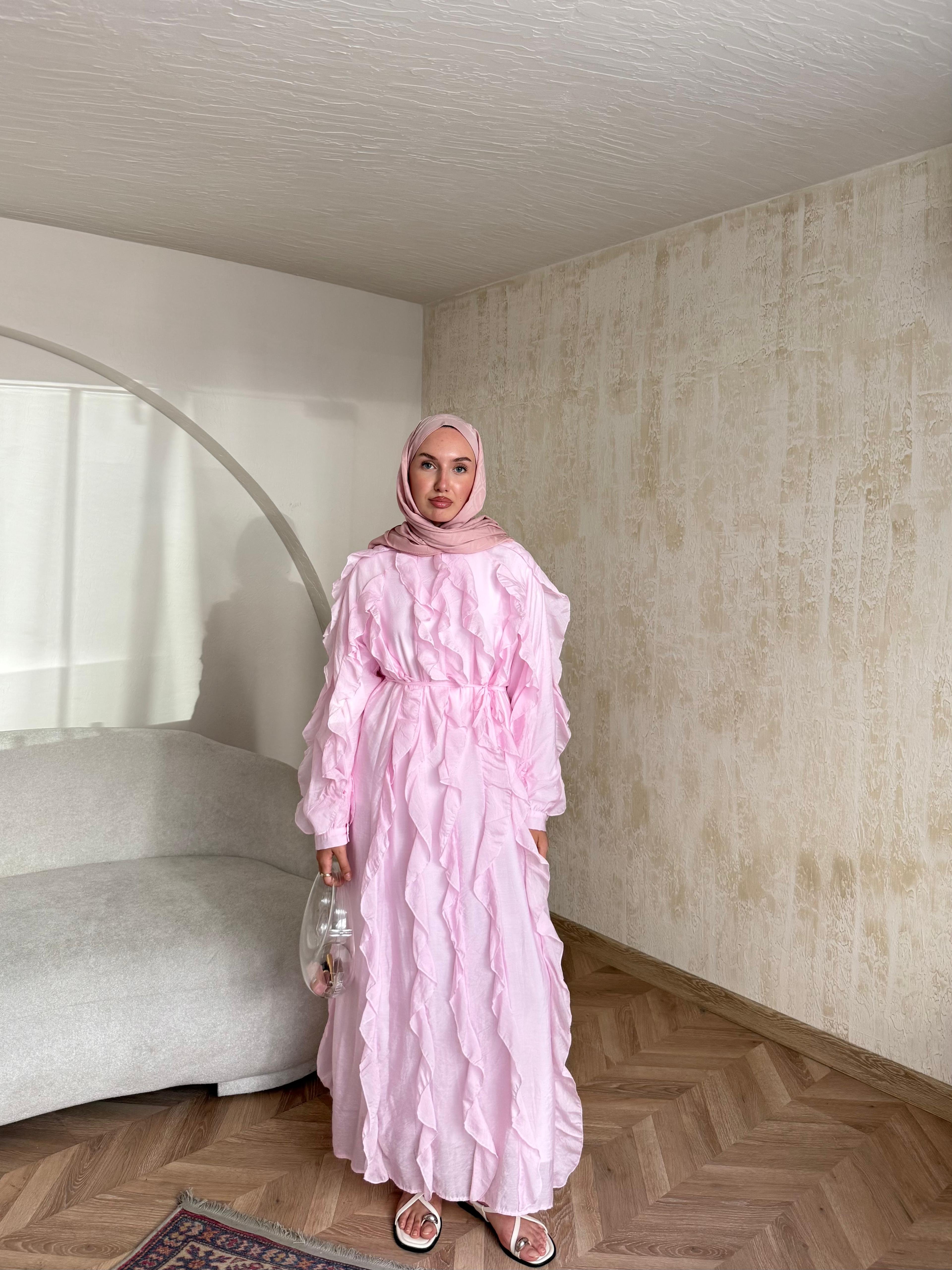 Fırfırlı Elbise - Pembe