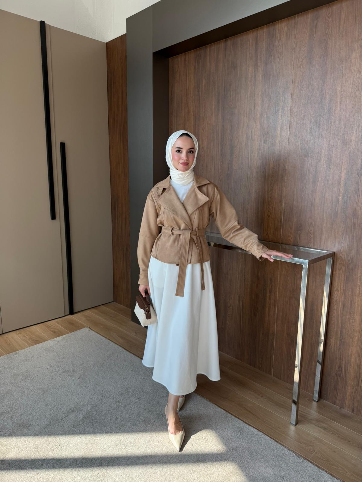 SÜET KISA TRENÇ - TABA