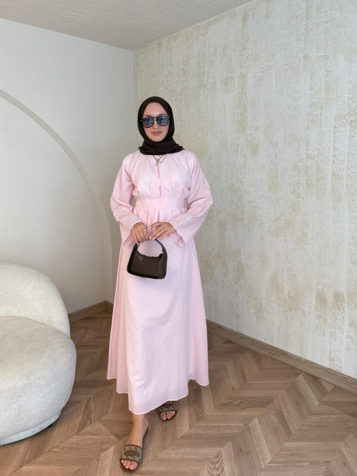 İpek Vual Pamuklu Etekli Takım  - Pembe