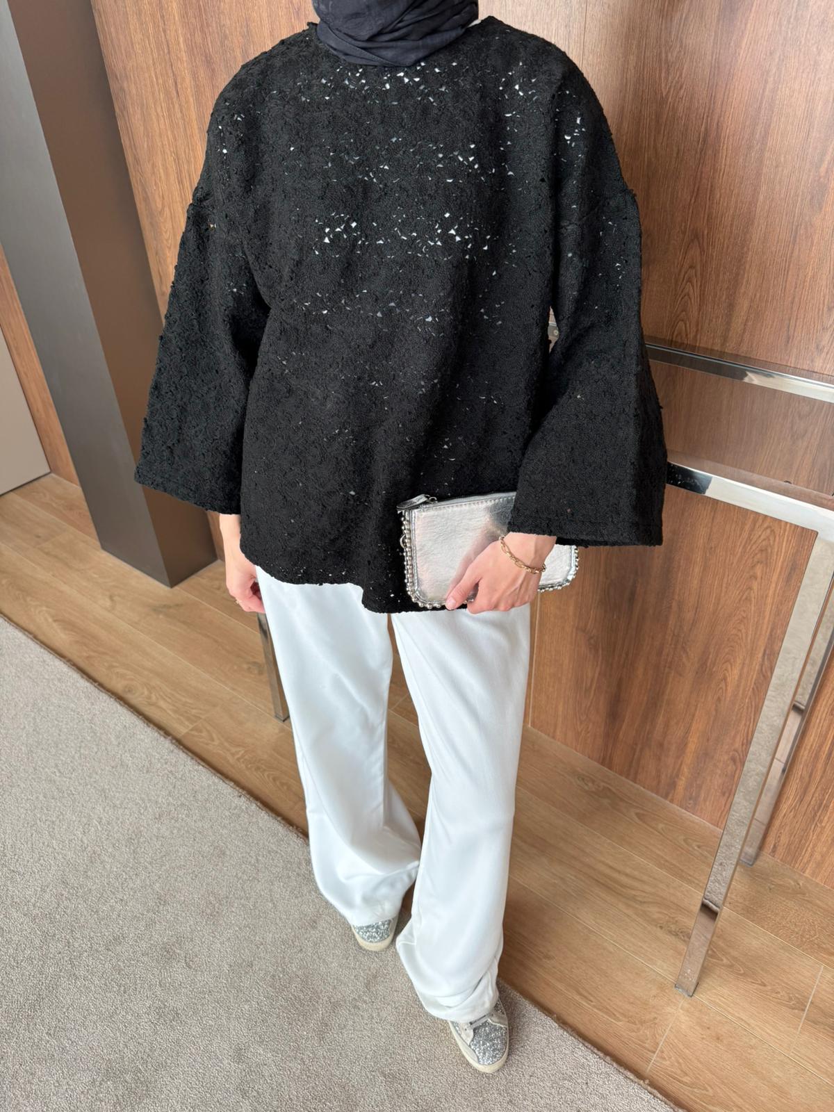 ÖZEL TASARIM TRİKO KAZAK  - Siyah