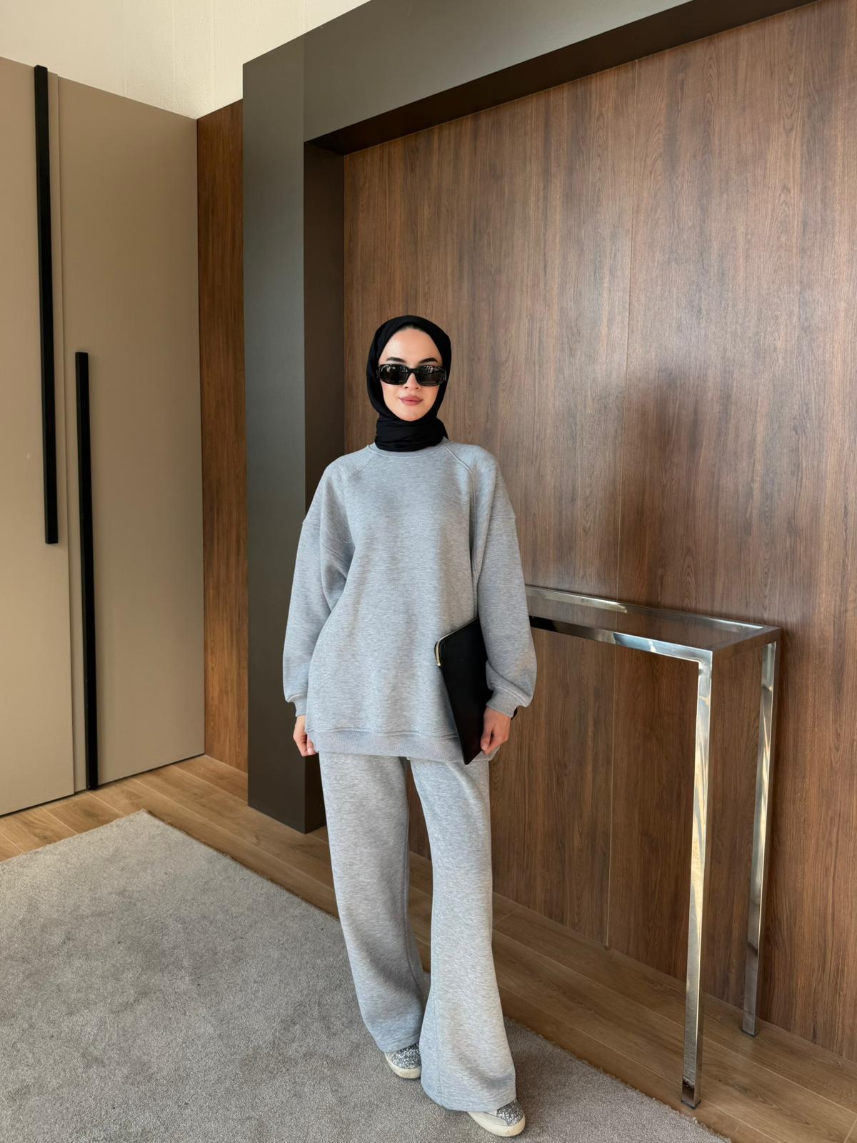 3 İPLİK ŞARDONLU EŞOFMAN TAKIM - Gri