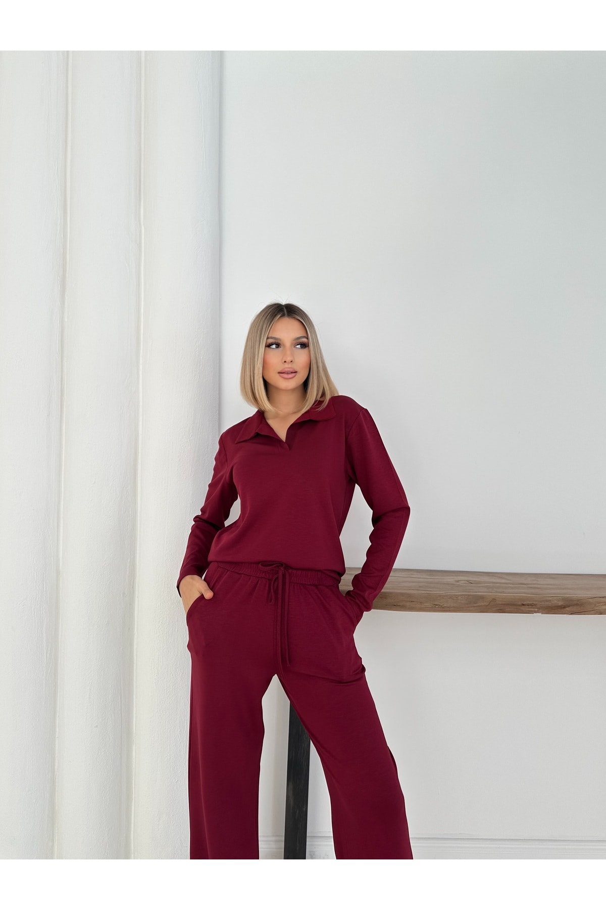 Kadın Polo Yaka Basic Alt Üst Takım