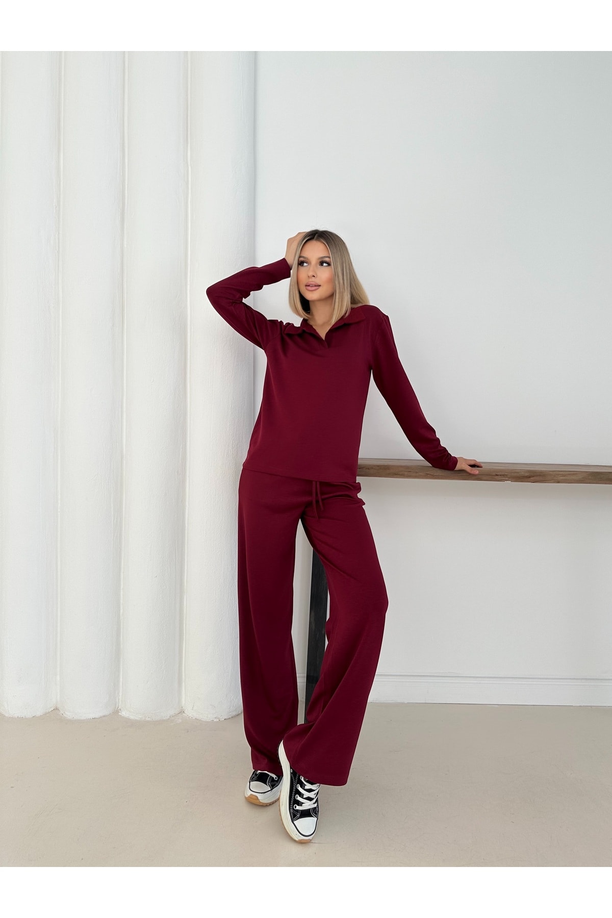 Kadın Polo Yaka Basic Alt Üst Takım