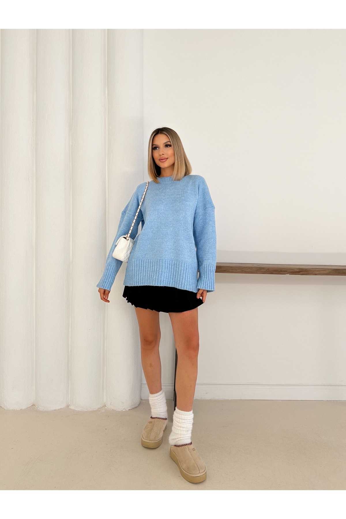 Kadın Oversize Bisiklet Yaka Kazak