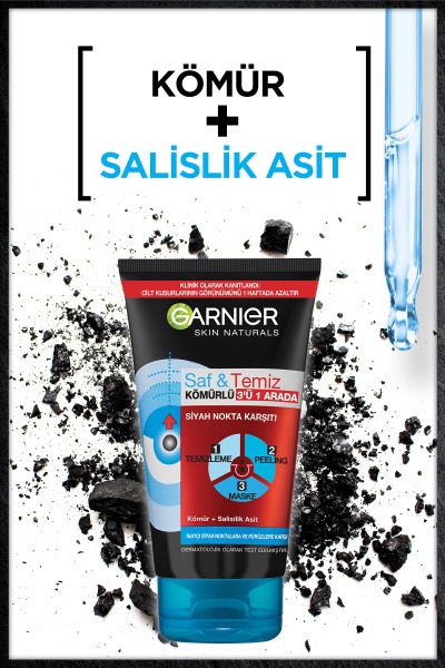 Garnier Saf & Temiz Siyah Nokta Karşıtı Kömürlü 3'ü 1 arada