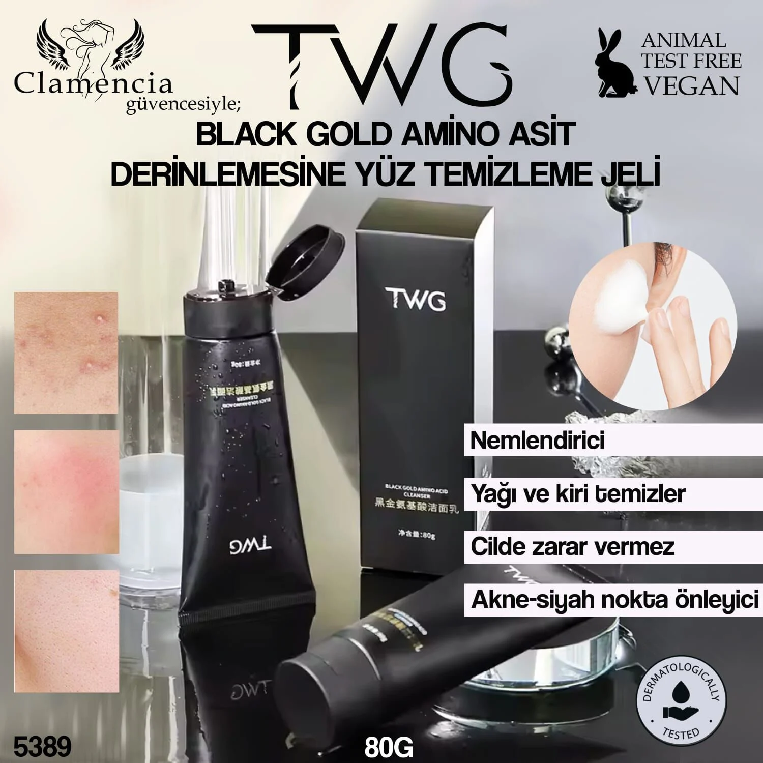Black Gold Amino Asit Yüz Temizleyici 80g