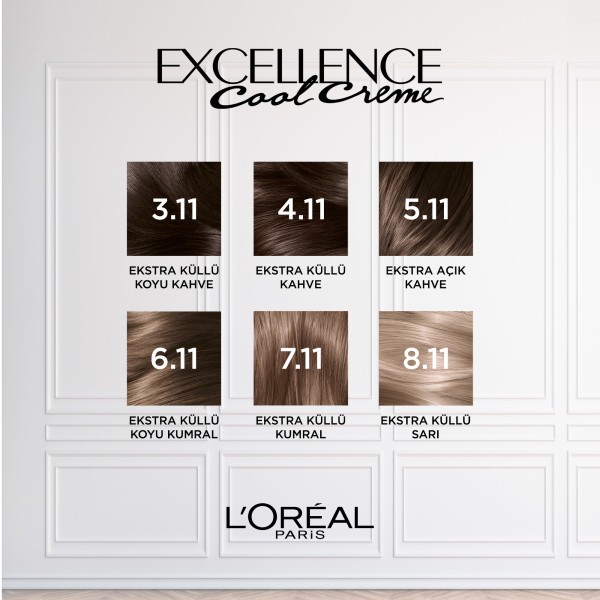 L’Oréal Paris Excellence Cool Creme 6.11 Ekstra Küllü Koyu Kumral Saç Boyası