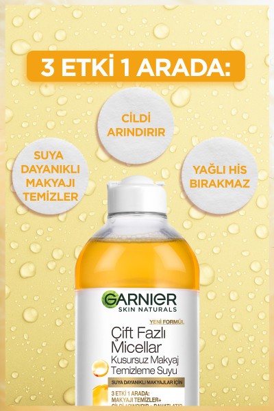 Garnier Çift Fazlı Micellar Kusursuz Makyaj Temizleme Suyu 400ML